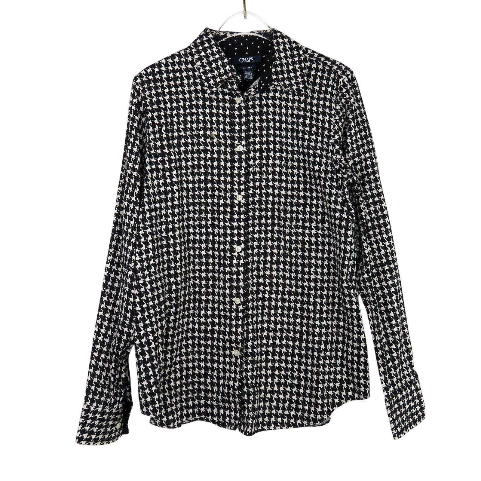 Chaps × Kohl's Chaps Black & White Houndstooth Button Down Blouse Small Size S / US 4 / IT 40 - 7 Thumbnail