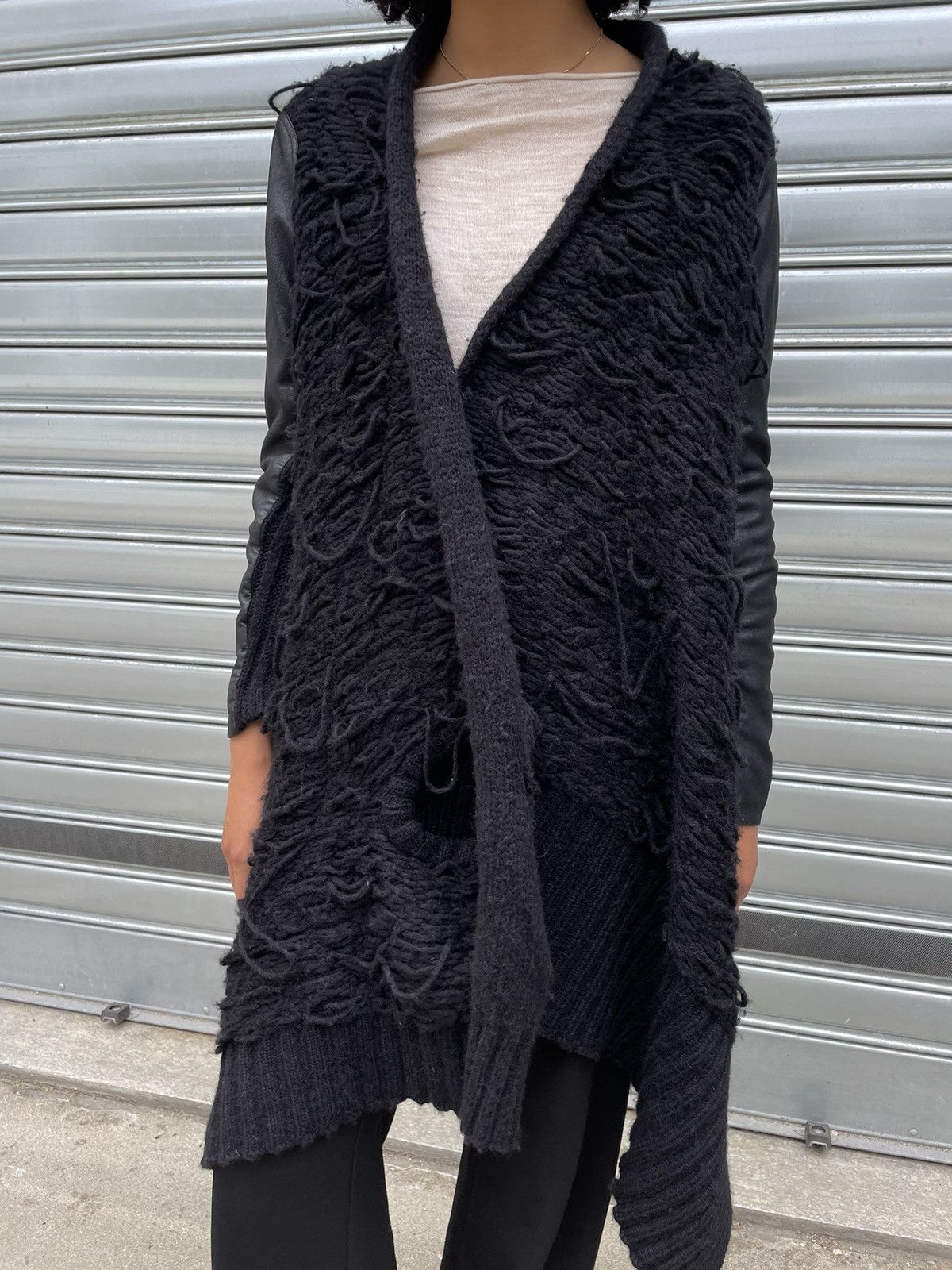 Isabel Benenato Isabel Benenato A/W 2011-2012 Cardigan Wool/Leather Size L / US 10 / IT 46 - 3 Thumbnail