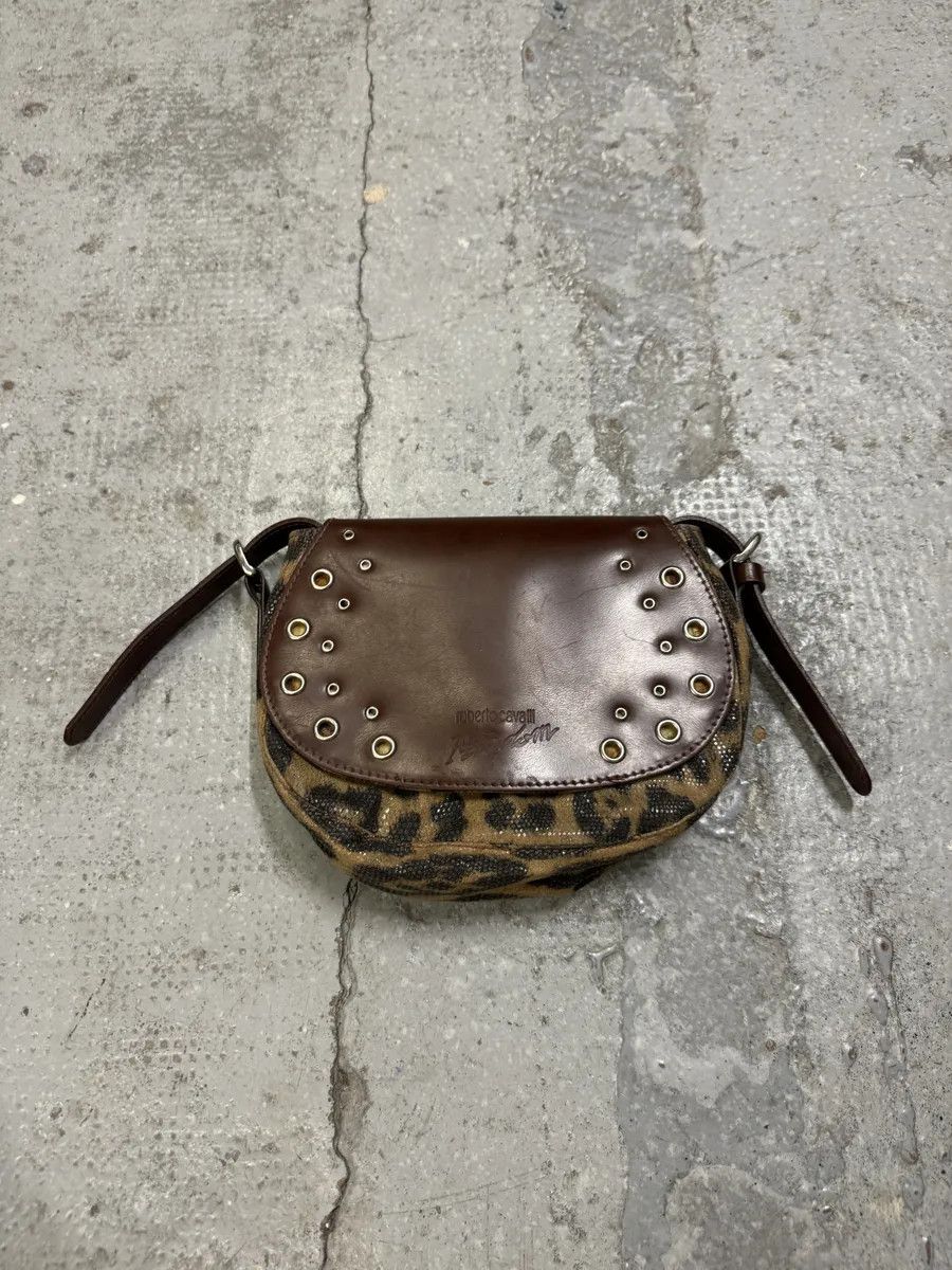 Roberto Cavalli Roberto Cavalli Eyled Brown Leather Leopard Shoulder Bag Size ONE SIZE - 10 Thumbnail