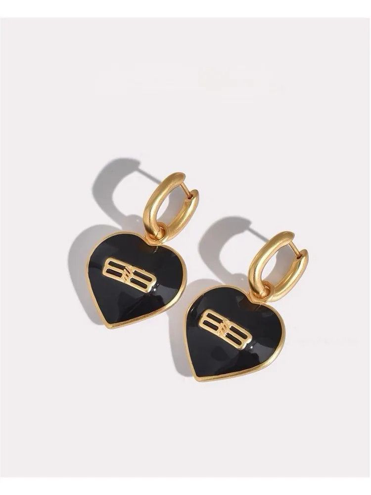 Balenciaga o1mt1gz1224 Size: OS / BB Icon Heart Earrings in Black/Gold Size ONE SIZE - 2 Thumbnail