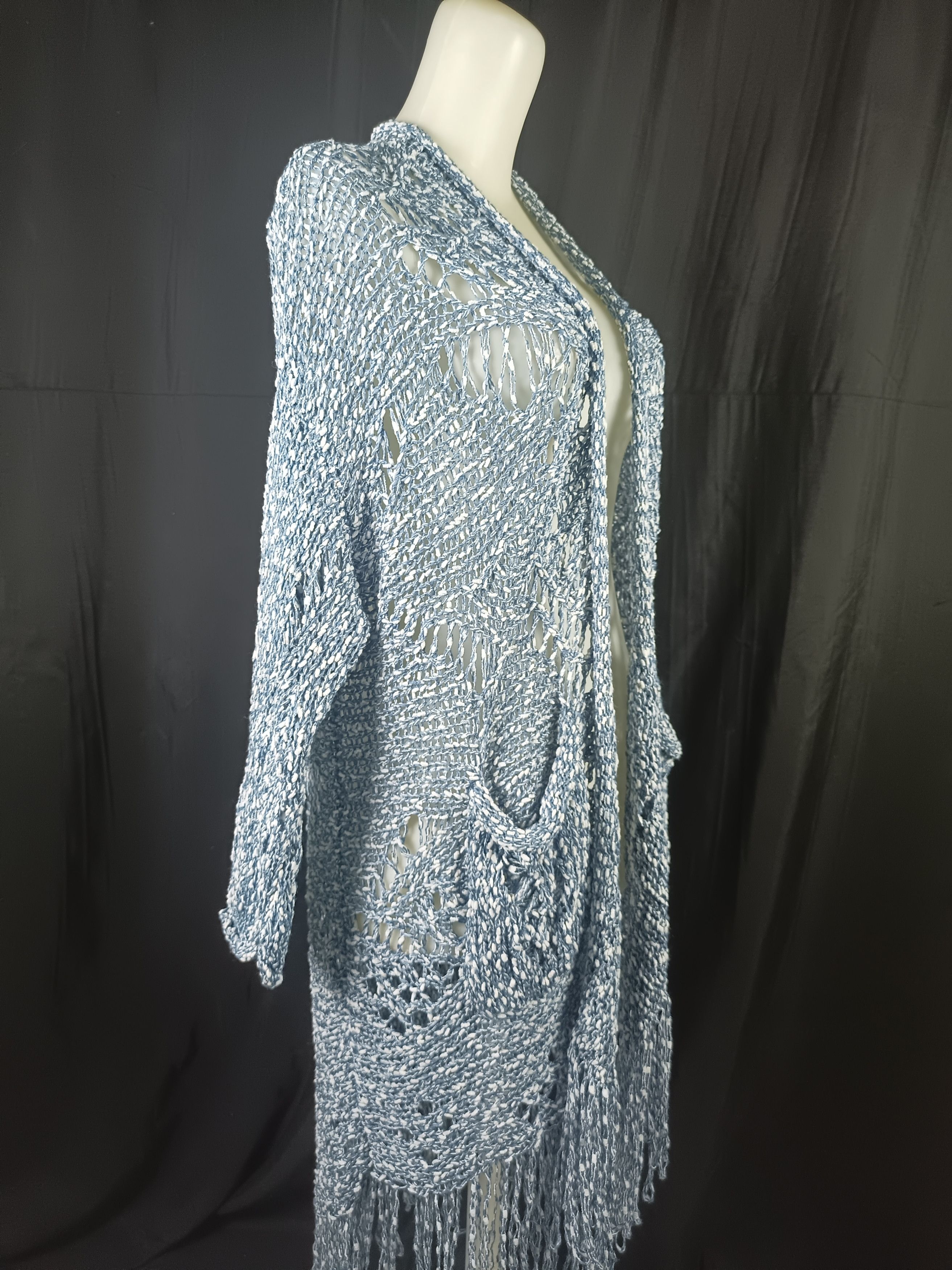 Other A.P Design Fashion Distressed Tassel Cable Knit Cardigan Size L / US 10 / IT 46 - 23 Thumbnail