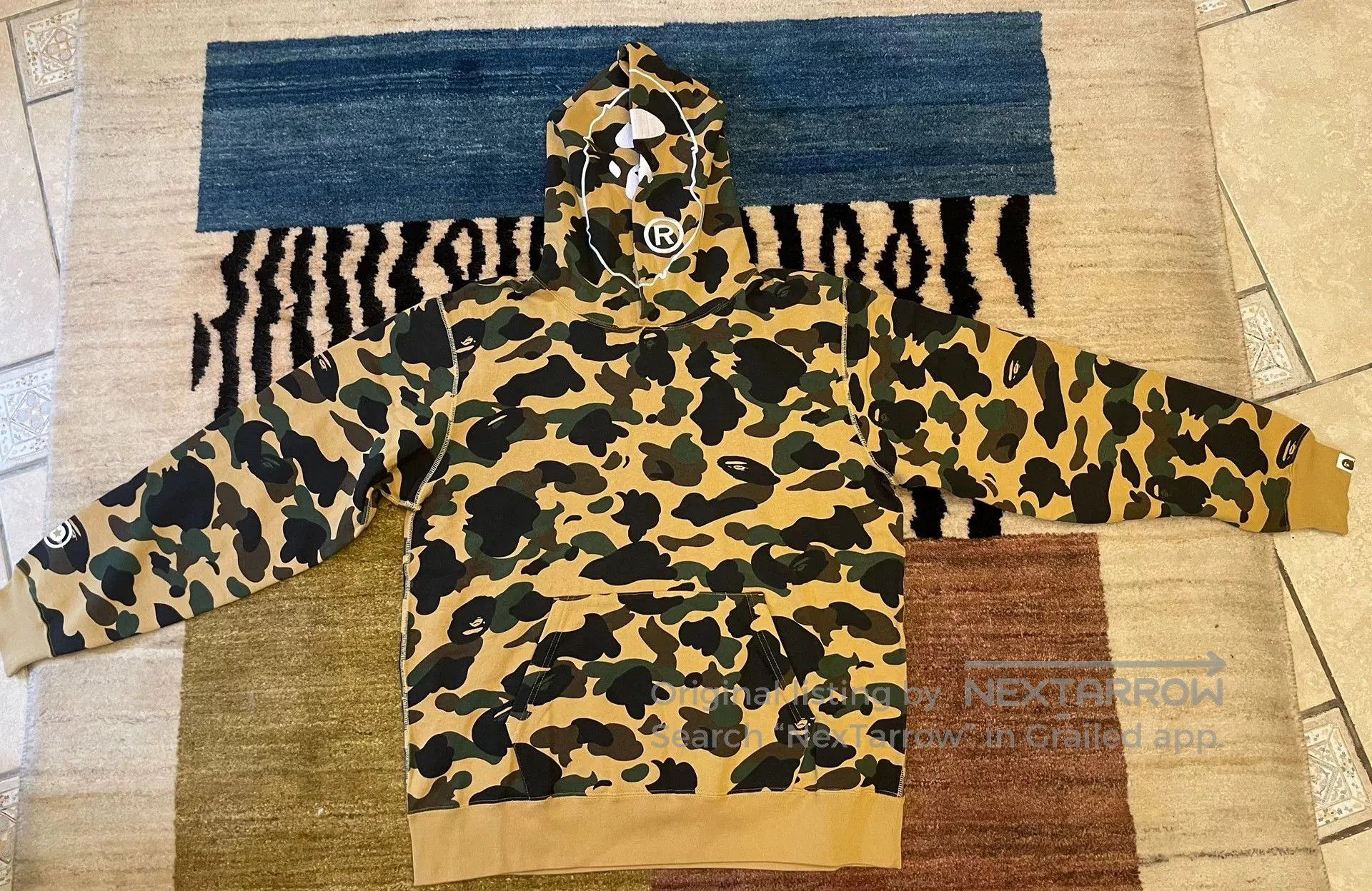 Bape Bape Classic Yellow Camo Ape Hoodie. Size US XXL / EU 58 / 5 - 1 Thumbnail