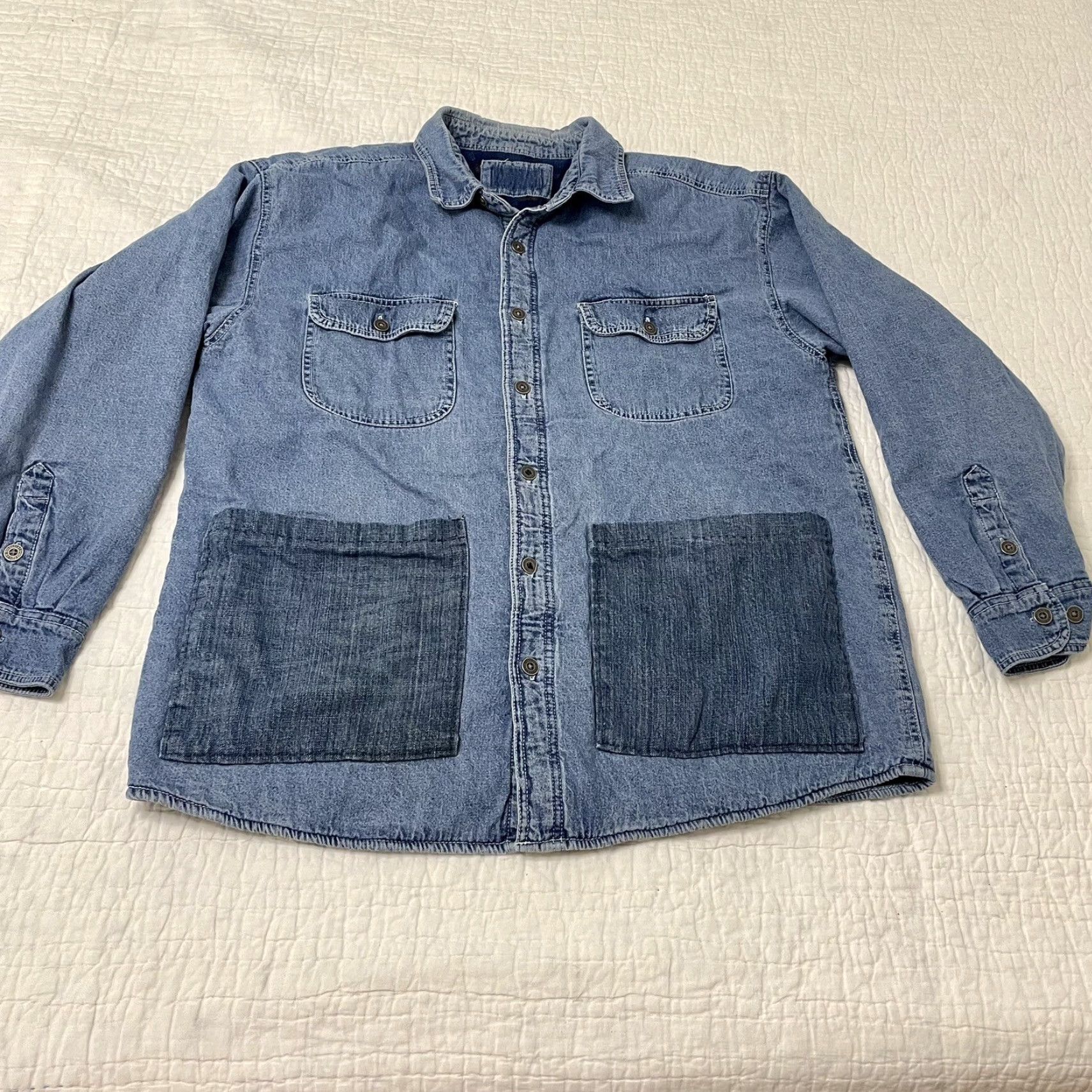 Levi's VINTAGE Levi's Trucker Jacket Denim Plaid Lined Blanket Fleece Large Size L Unisex Adults Blues USA 90s Grunge Customized Size US 33 - 2 Thumbnail