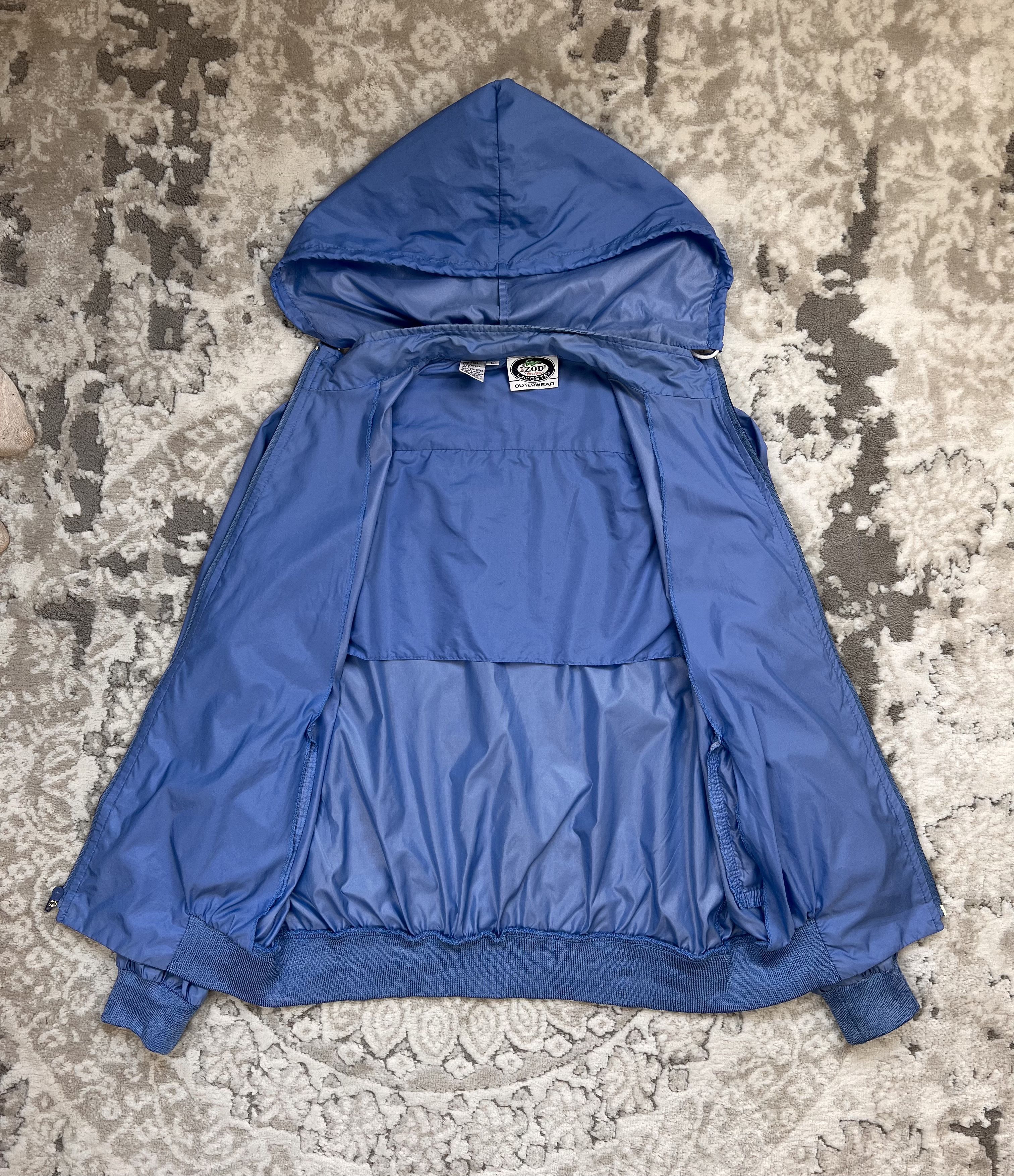 Lacoste Vintage IZOD Lacoste Blue Croco Windbreaker Jacket Zip Hood Size L / US 10 / IT 46 - 11 Thumbnail