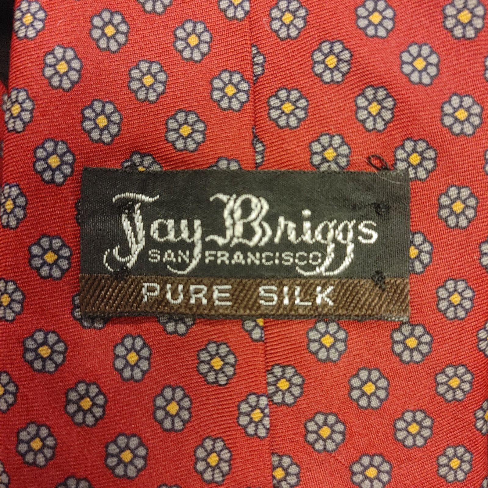 Other Jay Briggs Pure Silk Men's OS Red/Blue Polka Dot Floral Tie Size ONE SIZE - 2 Thumbnail