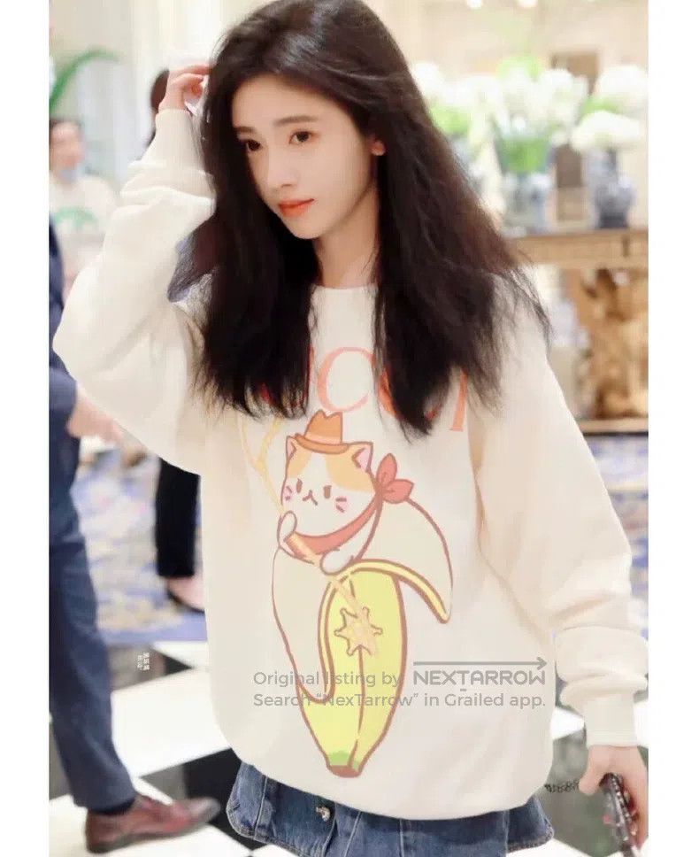 Other Gucci White logo cat banana print cotton round-neck long-s Size US S / EU 44-46 / 1 - 8 Thumbnail