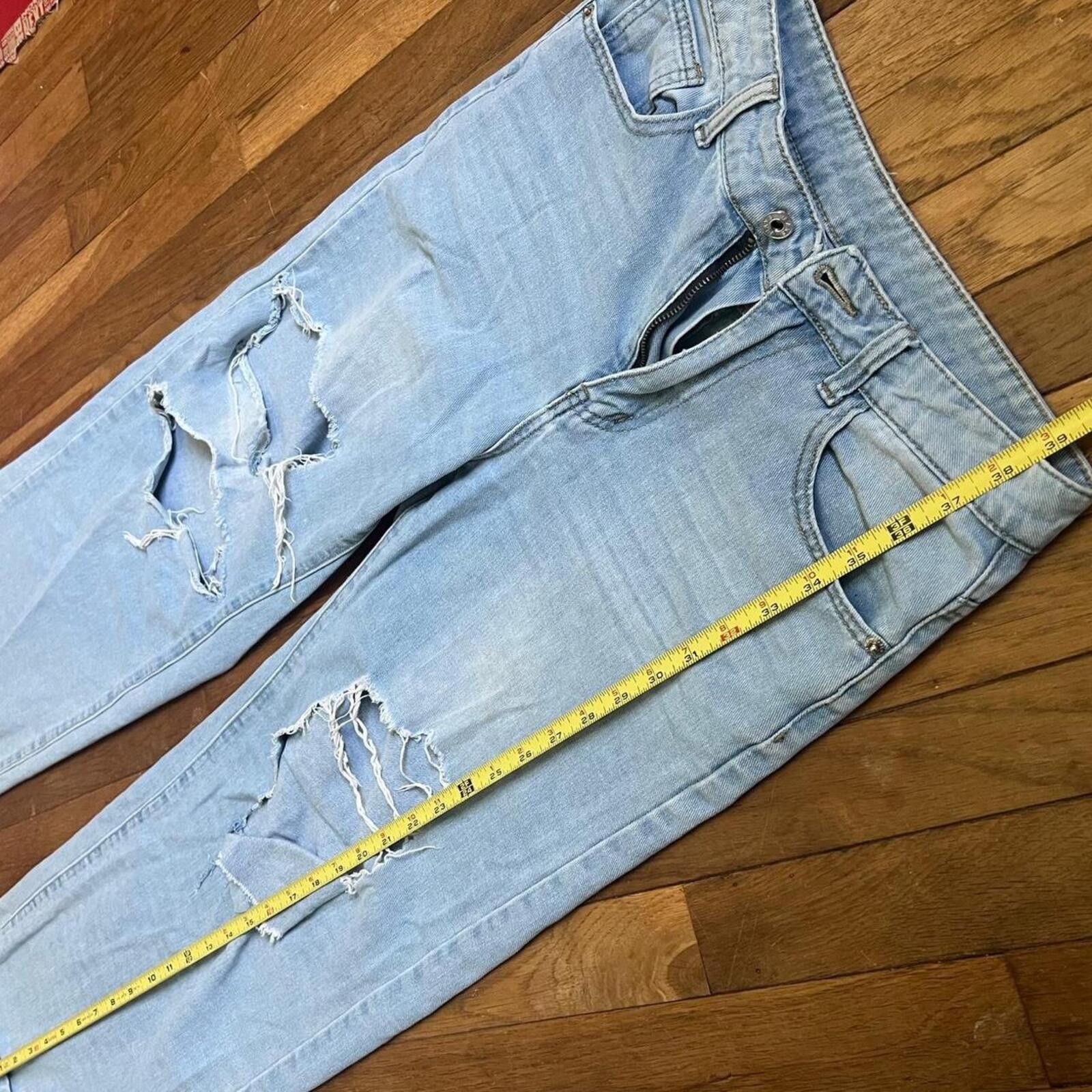 Shein Light wash ripped wide leg jeans Size 27" / US 4 / IT 40 - 7 Thumbnail