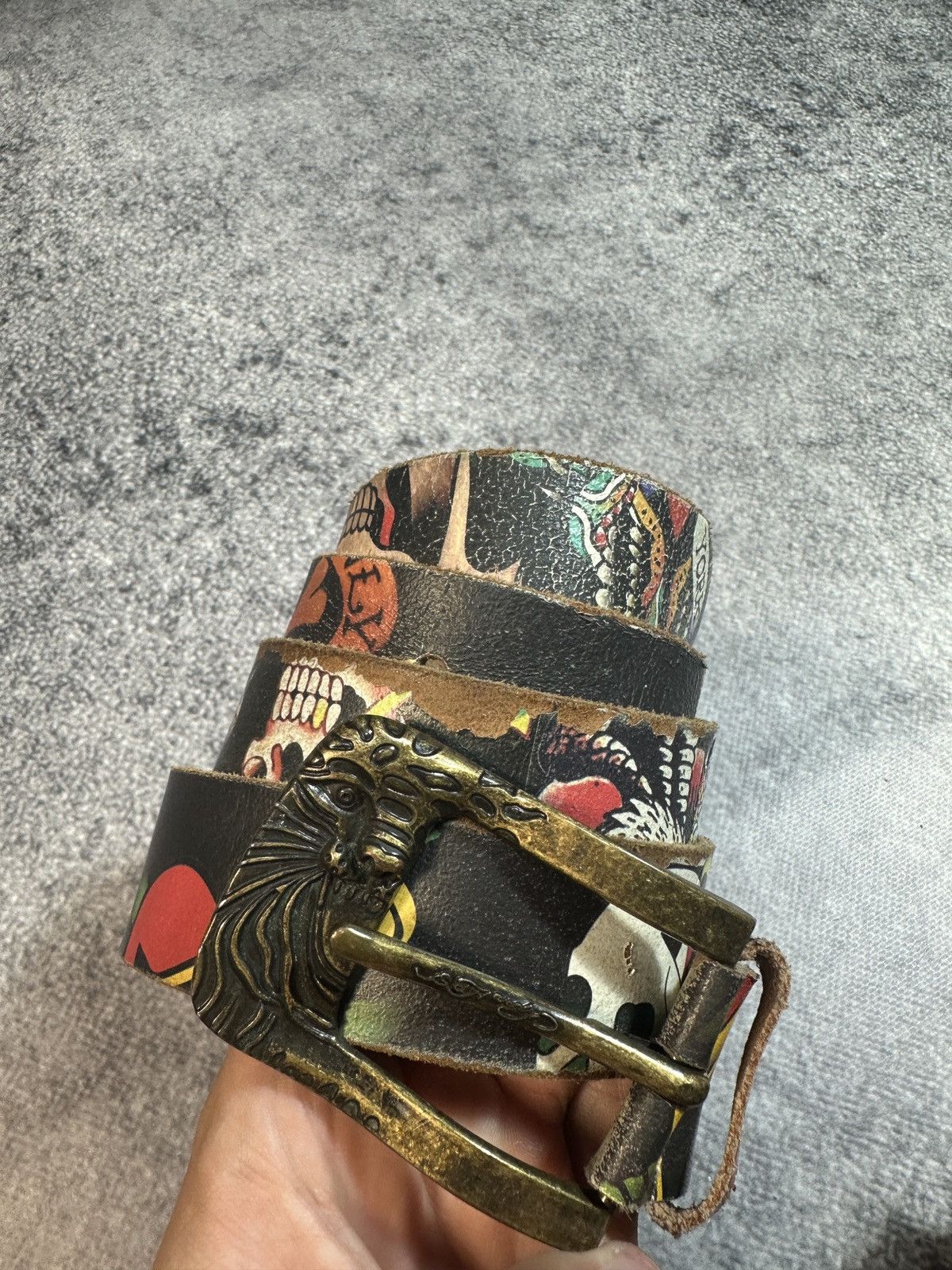 Y2K Vintage Ed Hardy Logo Leather Belts Streetwear USA Style