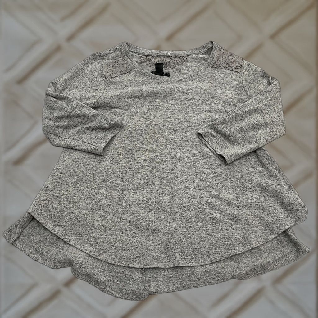 Vintage Style & Co. Tunic Blouse Womens Large Gray Round Neck 3/4 Sleeve Lace Casual Top Size L / US 10 / IT 46 - 1 Thumbnail