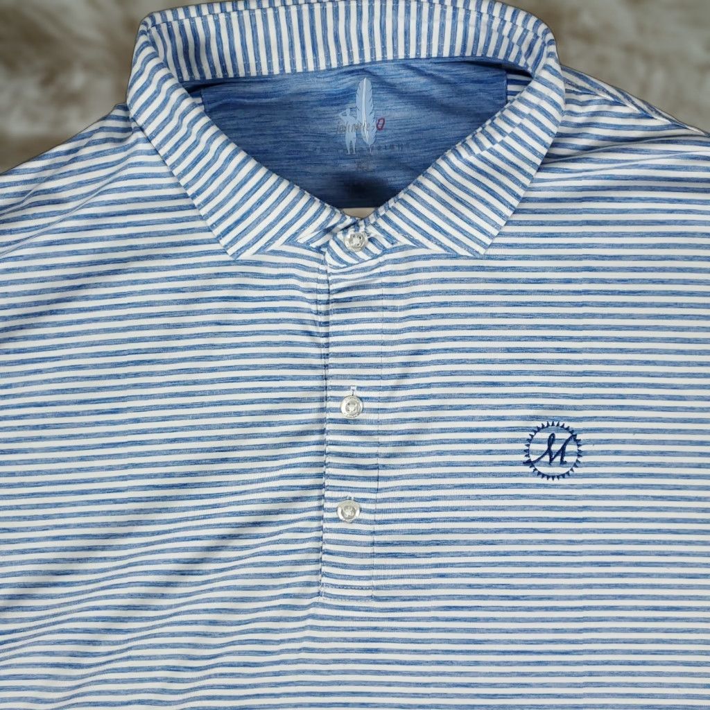 johnnie-O Johnnie O Polo Shirt Mens Size XL Blue Striped Polyester Short Sleeve Size US XL / EU 56 / 4 - 1 Thumbnail