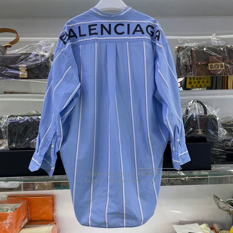 Balenciaga Balenciaga Blue striped casual shirt with bow ribbon and l Size XS / US 0-2 / IT 36-38 - 2 Thumbnail