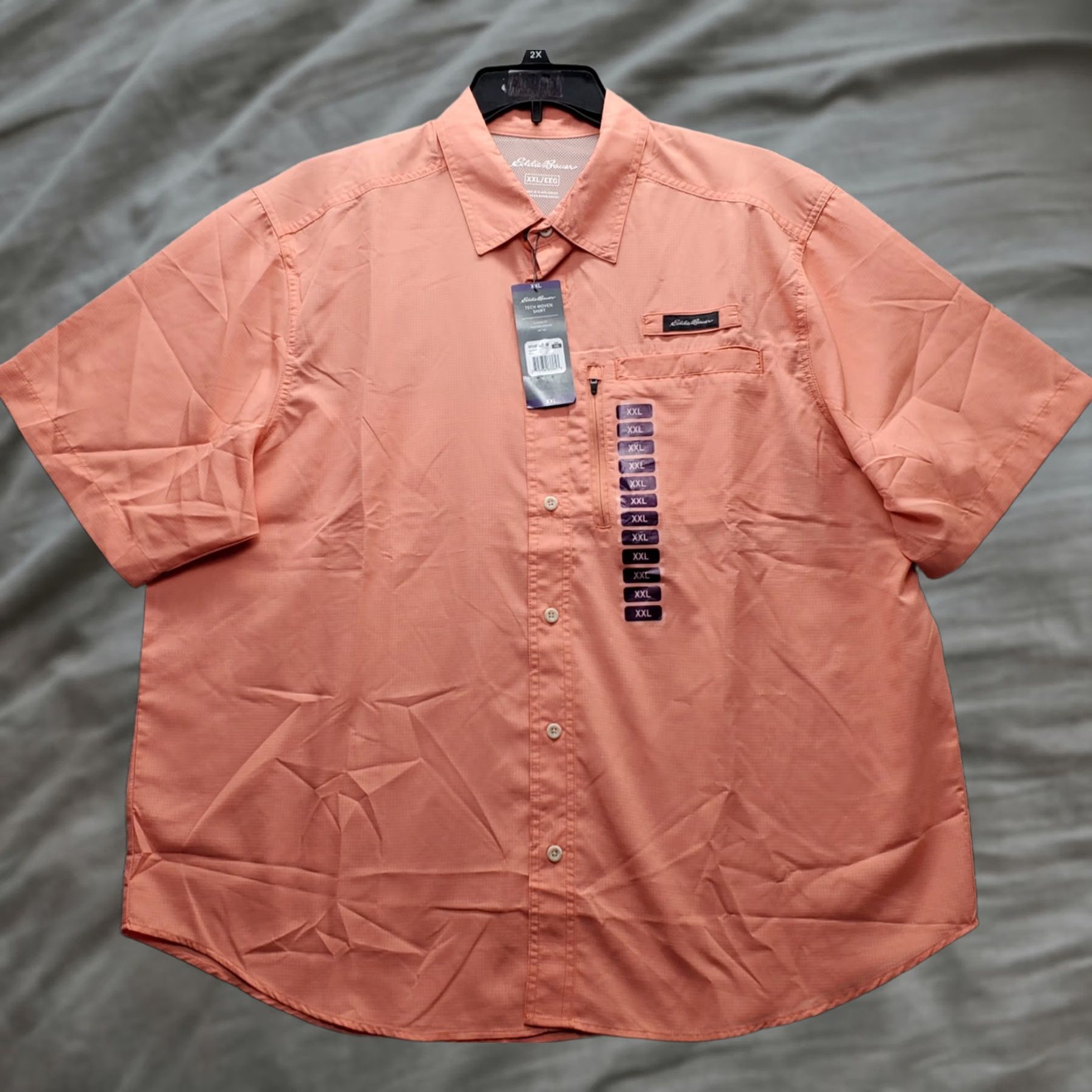 Eddie Bauer Eddie Bauer Mens Salmon Fishing Shirt XXL Woven Tech Button-Up Short Sleeve Casual Outdoor EMT4970S(74J) Size US XXL / EU 58 / 5 - 1 Thumbnail