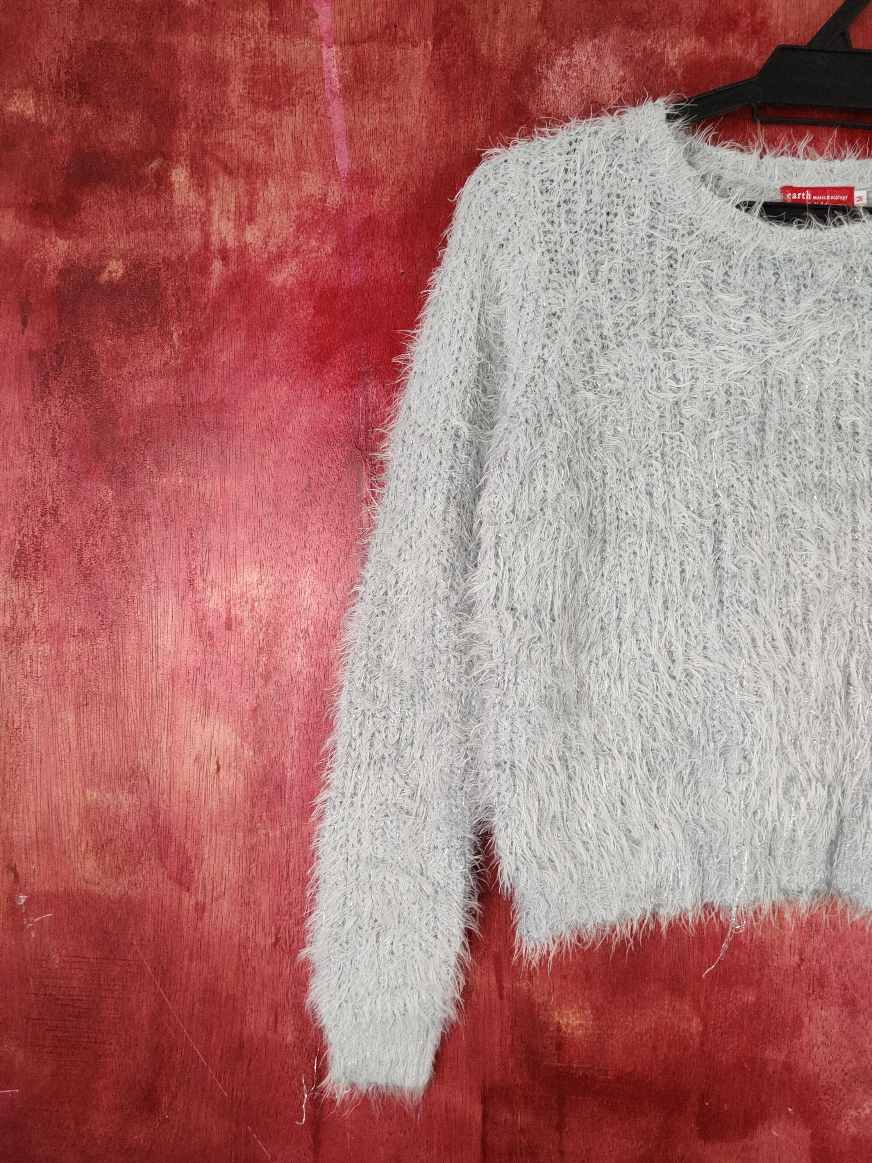 Homespun Knitwear × Japanese Brand × Vintage Earth Music & Ecology Light Gray Fur Mohair Knitwear #S1908 Size XS / US 0-2 / IT 36-38 - 3 Thumbnail