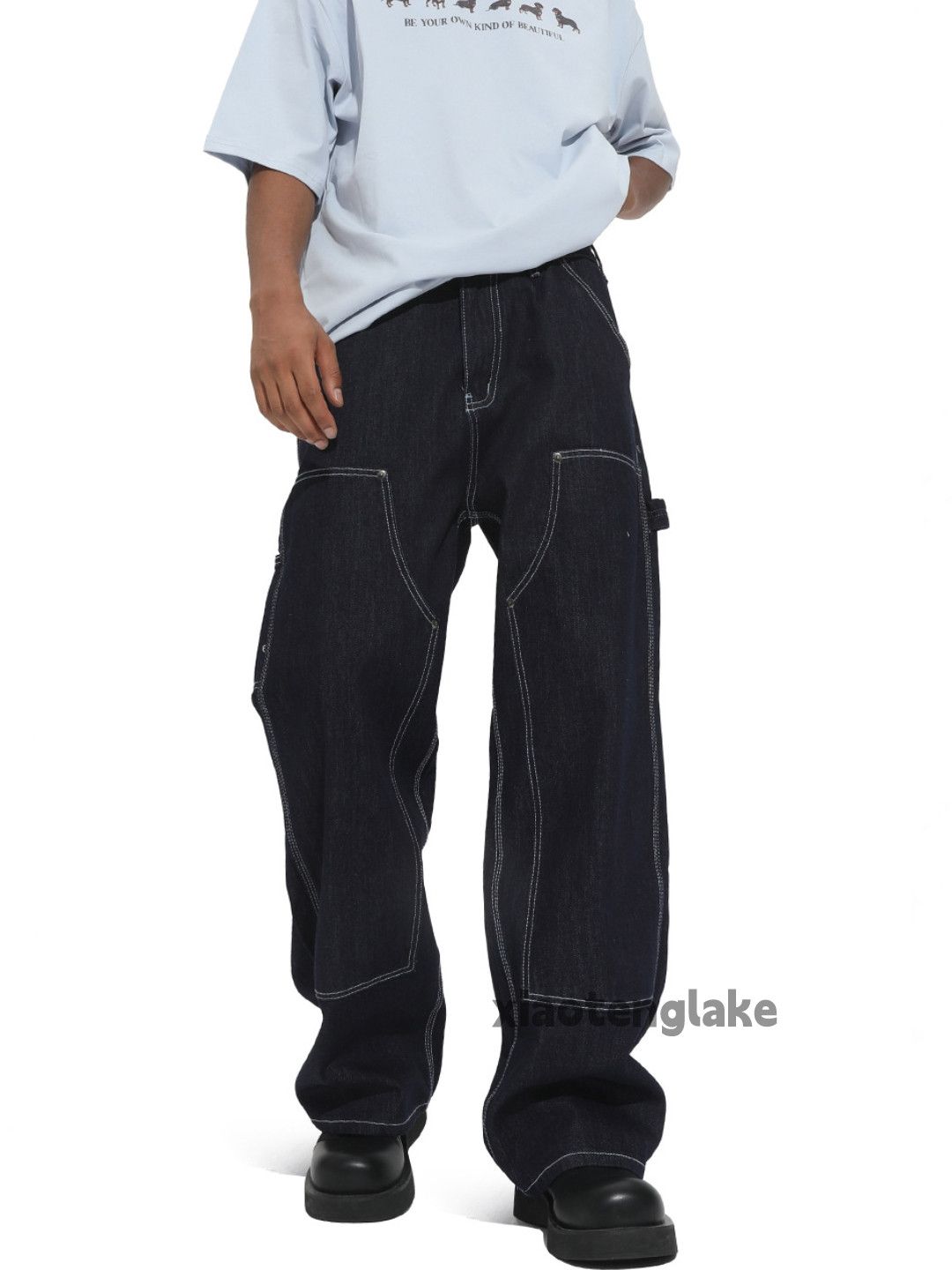 Jean Unisex outdoor utility loose baggy hiphop cargo jeans Size US 32 / EU 48 - 3 Thumbnail