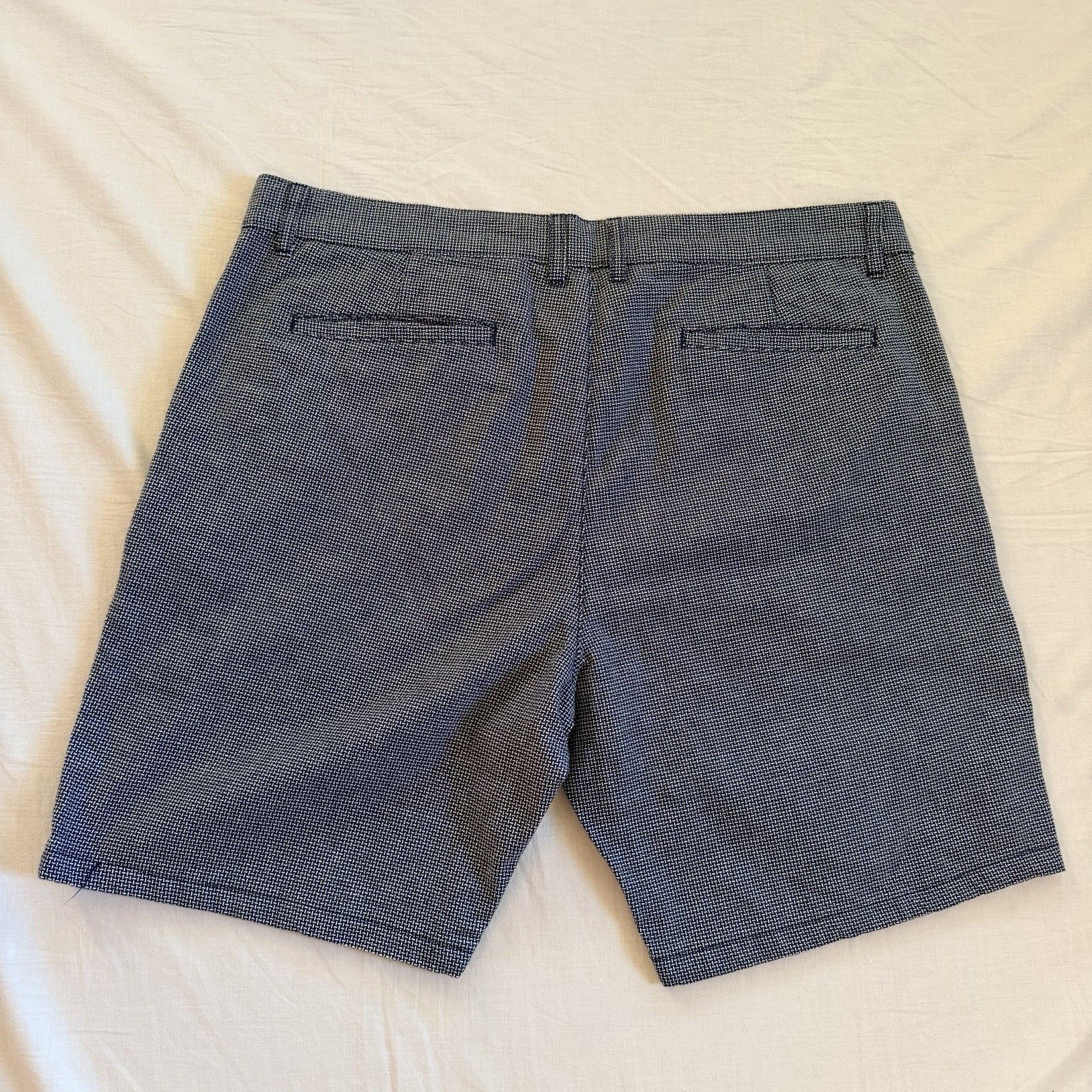 Wax London Wax London Men’s Textured Cotton Shorts Blue White Patterned Size US 38 / EU 54 - 8 Thumbnail