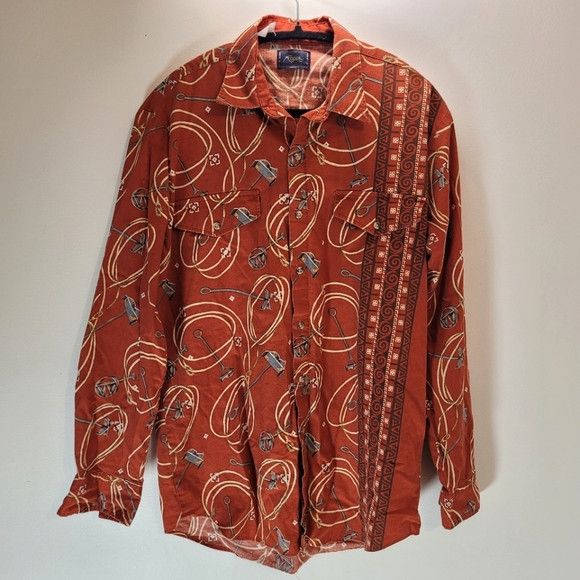 Roper Roper Rust Orange Western Patterned Button-Up Shirt - Lg Size US L / EU 52-54 / 3 - 1 Thumbnail