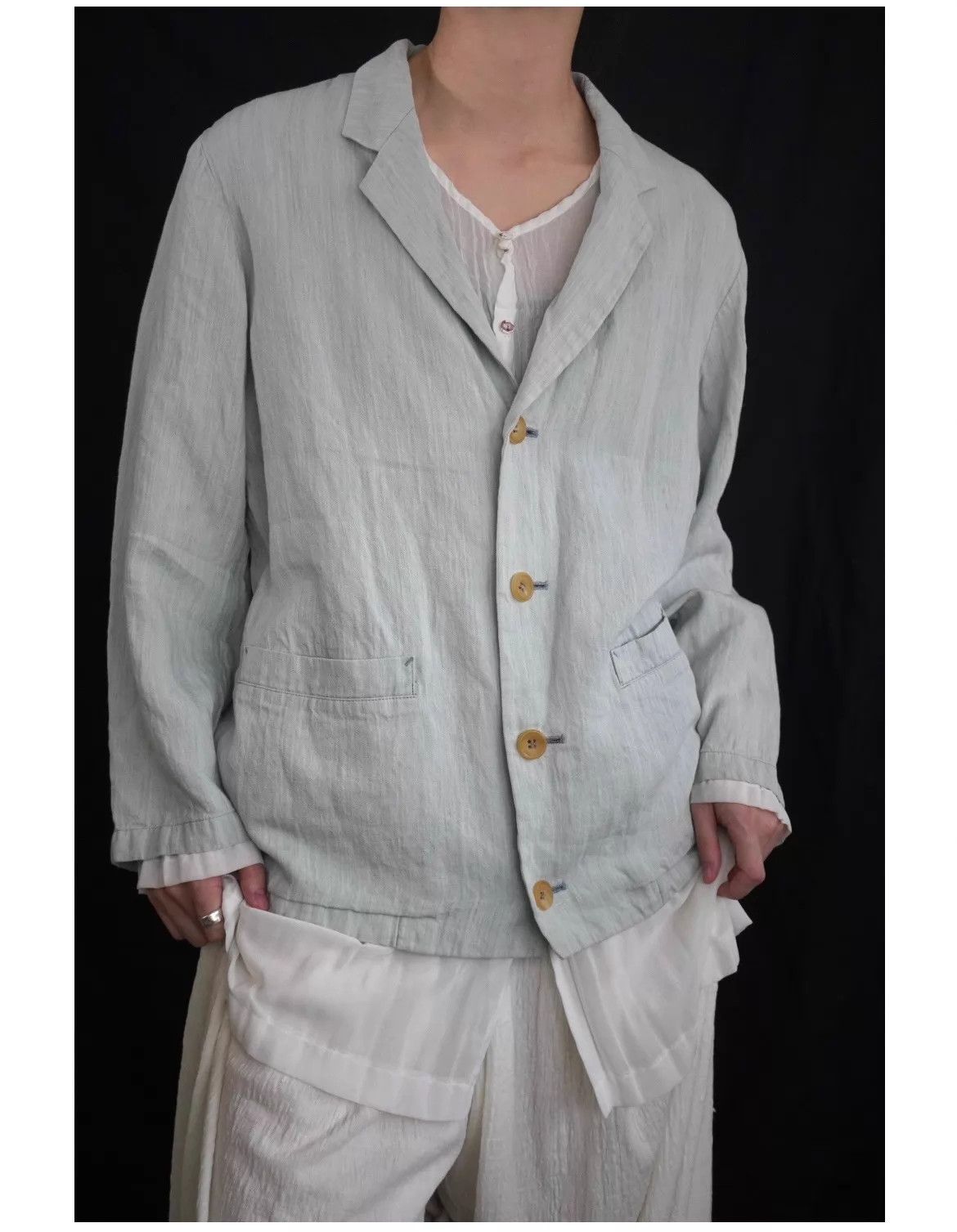 Yohji Yamamoto Y'S by Yohji Yamamoto 1990 Spring Light Blue Linen Jacket M Size M / US 6-8 / IT 42-44 - 1 Thumbnail