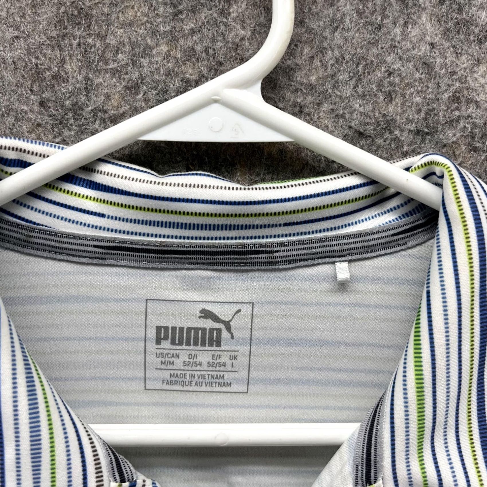 Puma PUMA Polo Shirt Men Medium Gray Striped Polyester Logo Golf Shirt Adult Medium Size US M / EU 48-50 / 2 - 5 Thumbnail