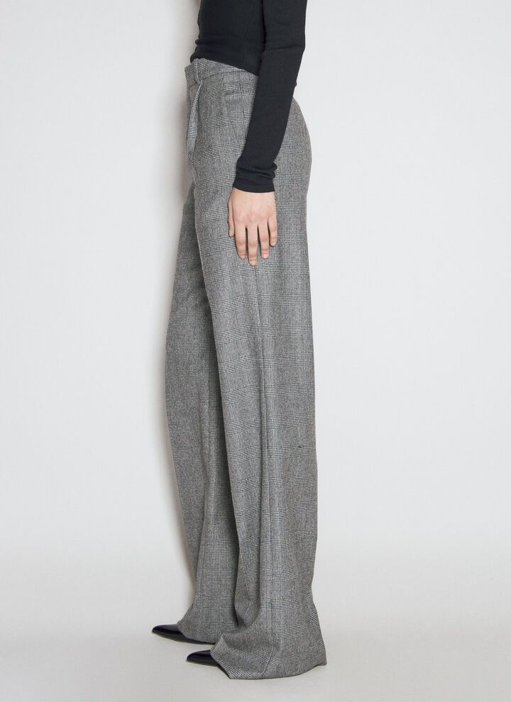 Saint Laurent Paris o1s1wg111124 Flared Pants in Prince Of Wales Flannel in Grey Size 27" / US 4 / IT 40 - 7 Thumbnail