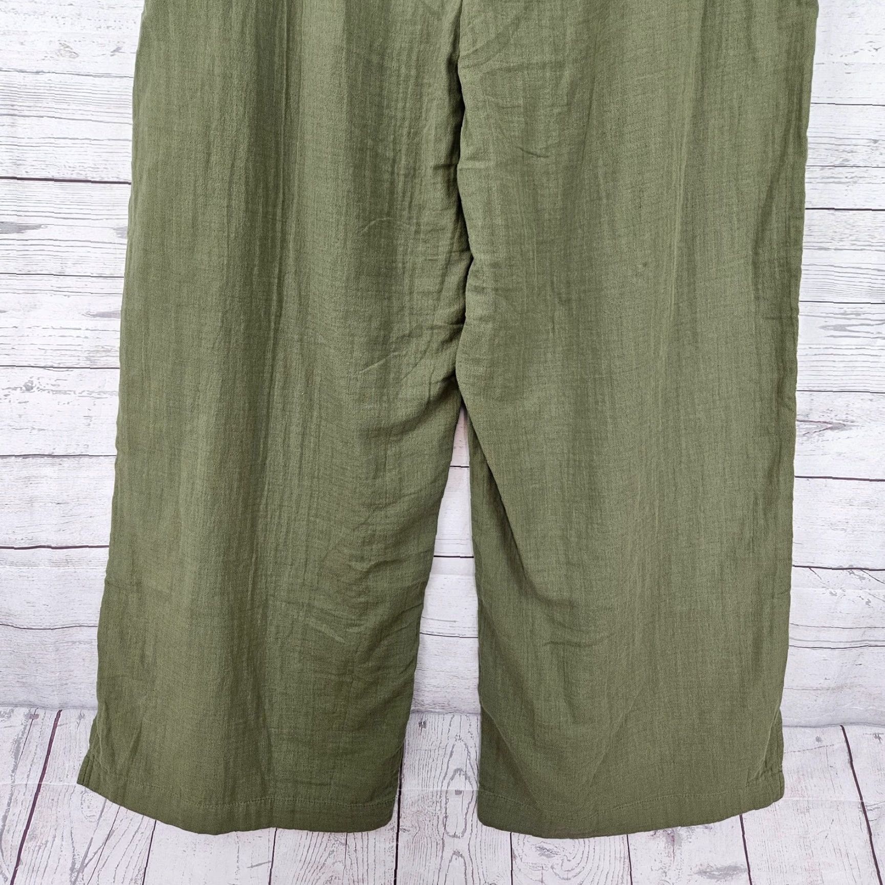 Old Navy Old Navy Womens Wide Leg High Rise Gauze Pants Sz 2XL Tall Green Cotton Pull On Size 40" / US 18 - 5 Thumbnail