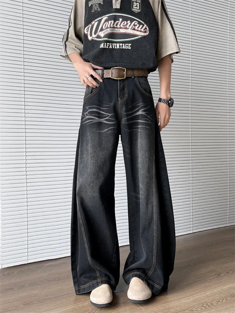 Japanese Brand Retro loose wide leg cat whisker jeans Size US 32 / EU 48 - 1 Thumbnail