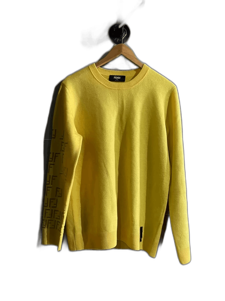 Fendi Fendi Yellow Wool Sweater with Lettering Size US M / EU 48-50 / 2 - 1 Thumbnail