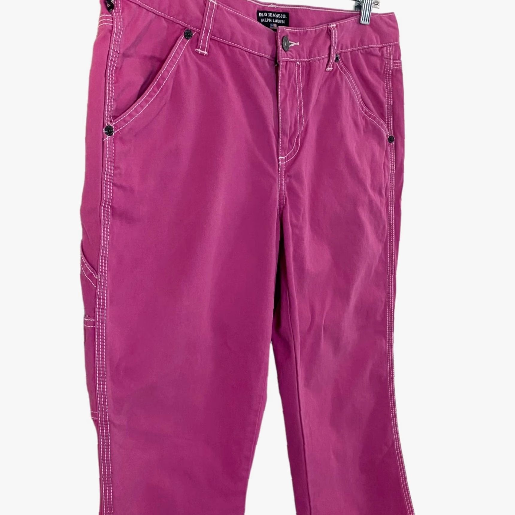 Ralph Lauren VINTAGE Y2K Ralph Lauren Cargo Carpenter Pants Womens 10 Pink Cropped Mid-Rise Straight Leg Size 32" / US 10 / IT 46 - 4 Thumbnail