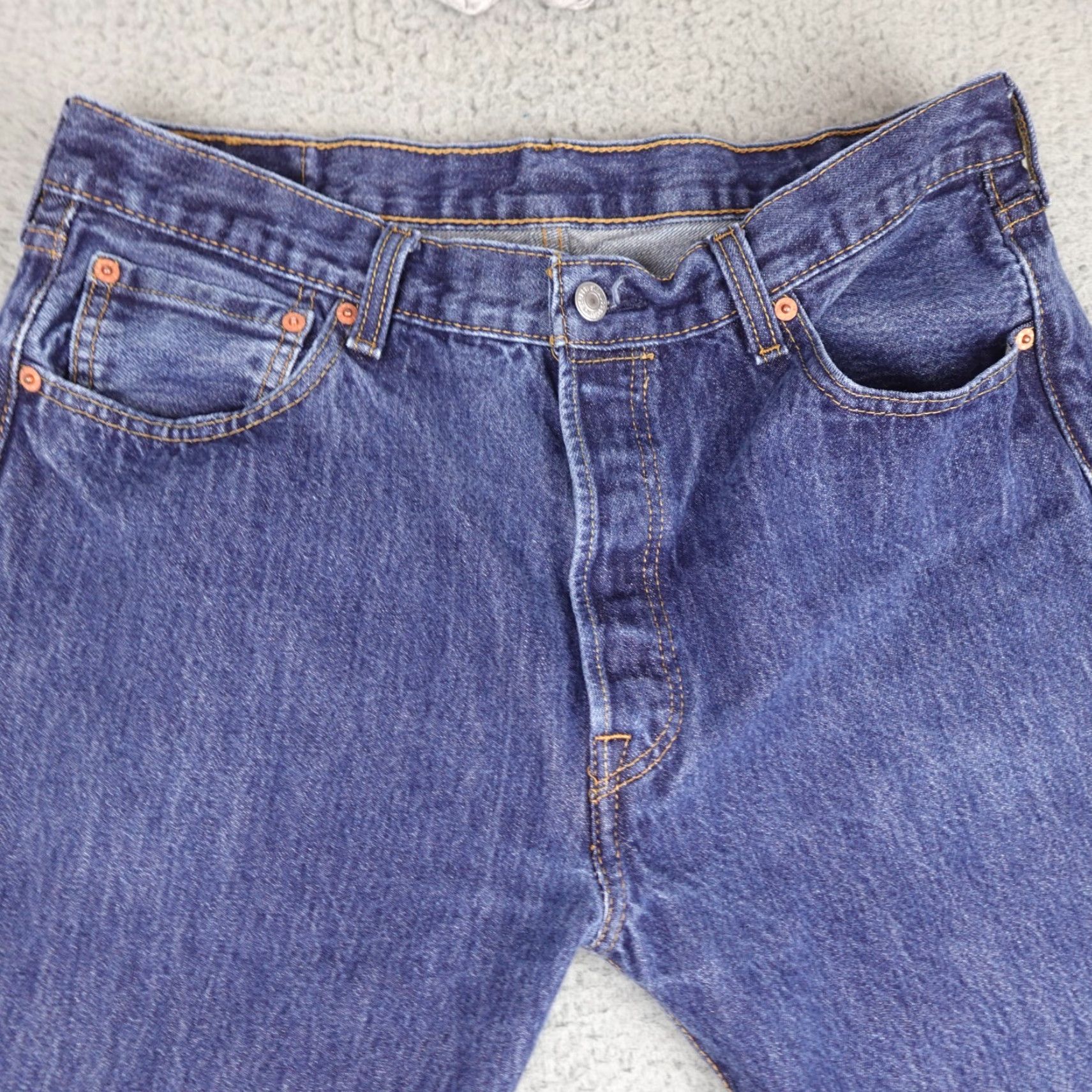 Levi's Levi's 501 Jeans Mens 36X32 Blue Denim Dark Wash Button Fly Red Tab Jeans 501 Regular Fit Size US 36 / EU 52 - 6 Thumbnail