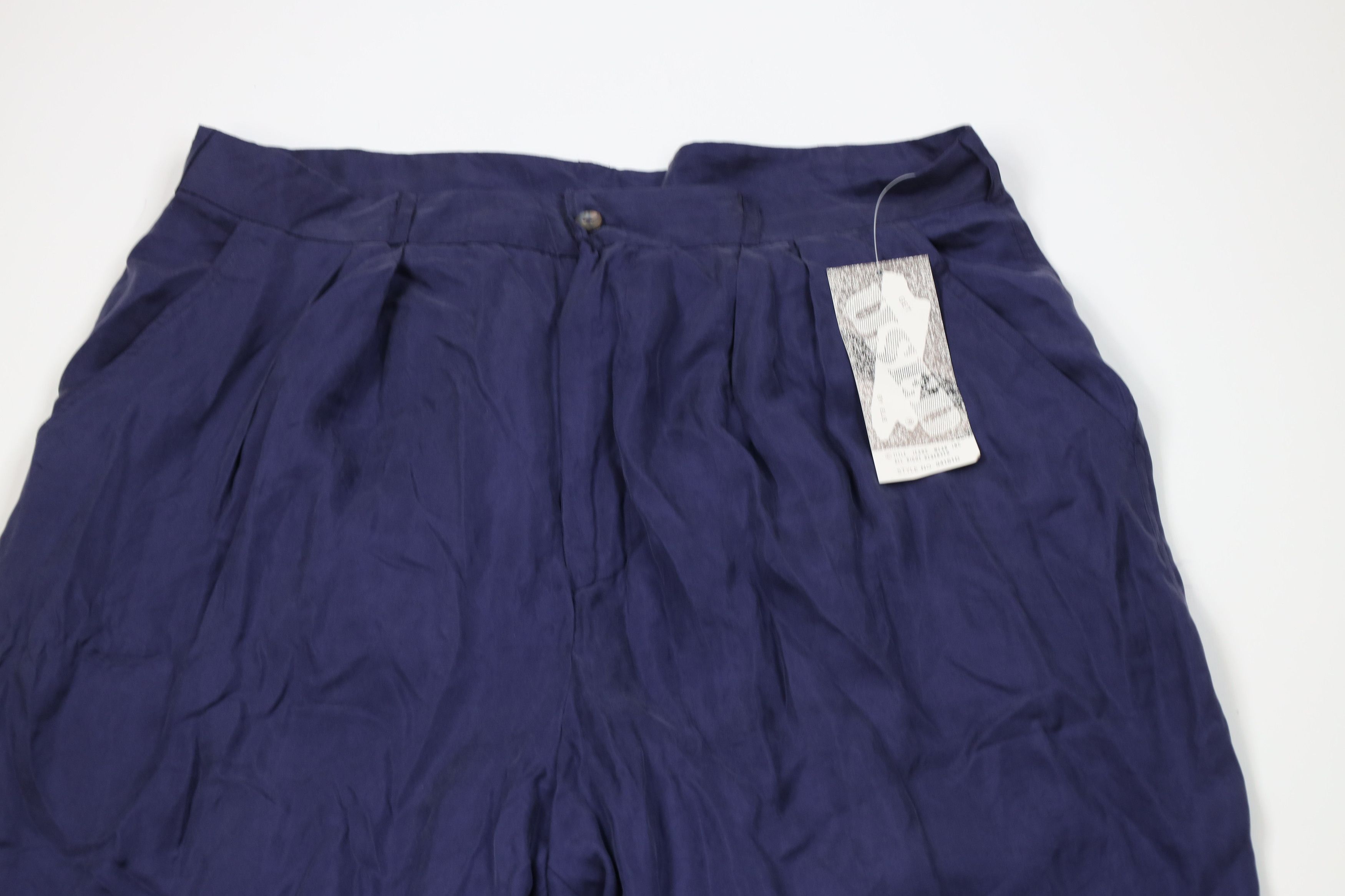 Vintage Deadstock Vintage 90s Streetwear Fit Silk Pants Navy Blue Size US 38 / EU 54 - 2 Thumbnail