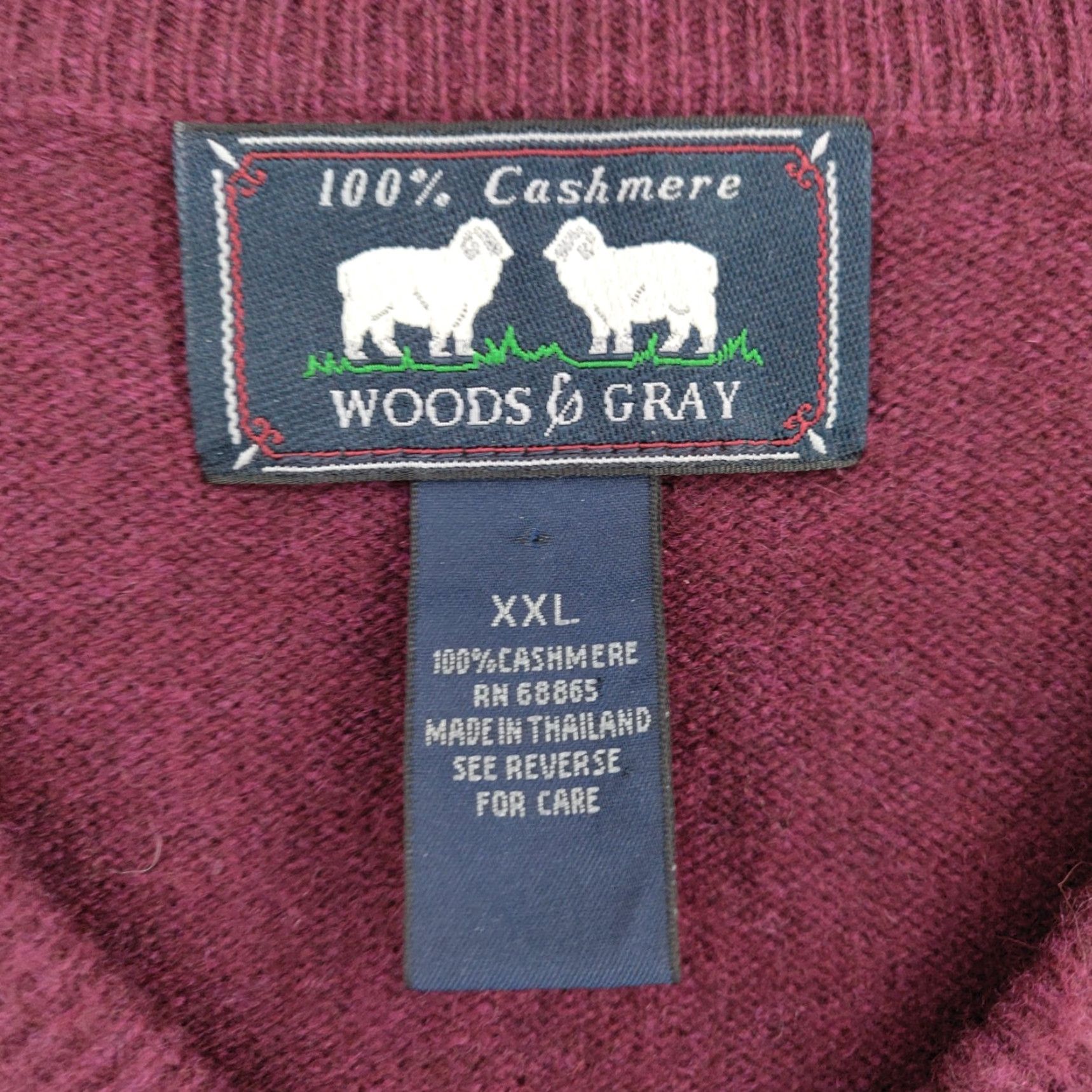 Vintage Woods & Gray Sweater Mens 2XL V Neck 100% Cashmere Pullover Red/Maroon Solid Knit All Seasons Casual Fashion" Size US XXL / EU 58 / 5 - 5 Thumbnail