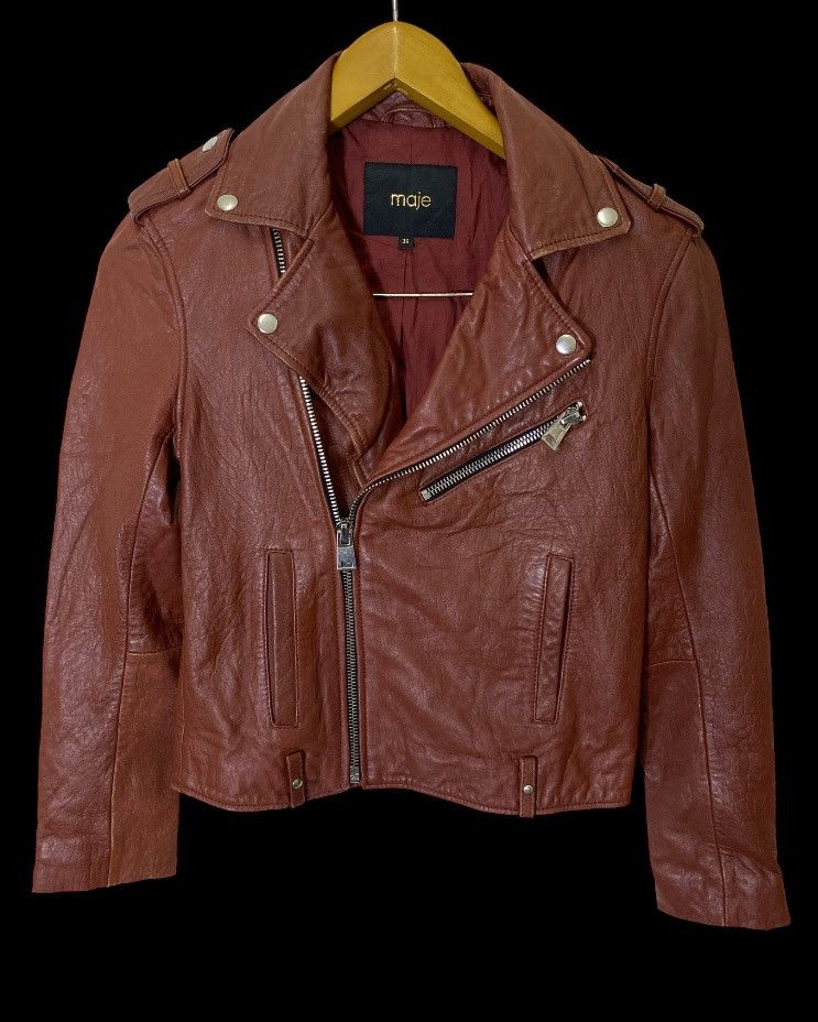 Maje Maje Lamb Leather Biker Jacket Women Size XS / US 0-2 / IT 36-38 - 1 Thumbnail