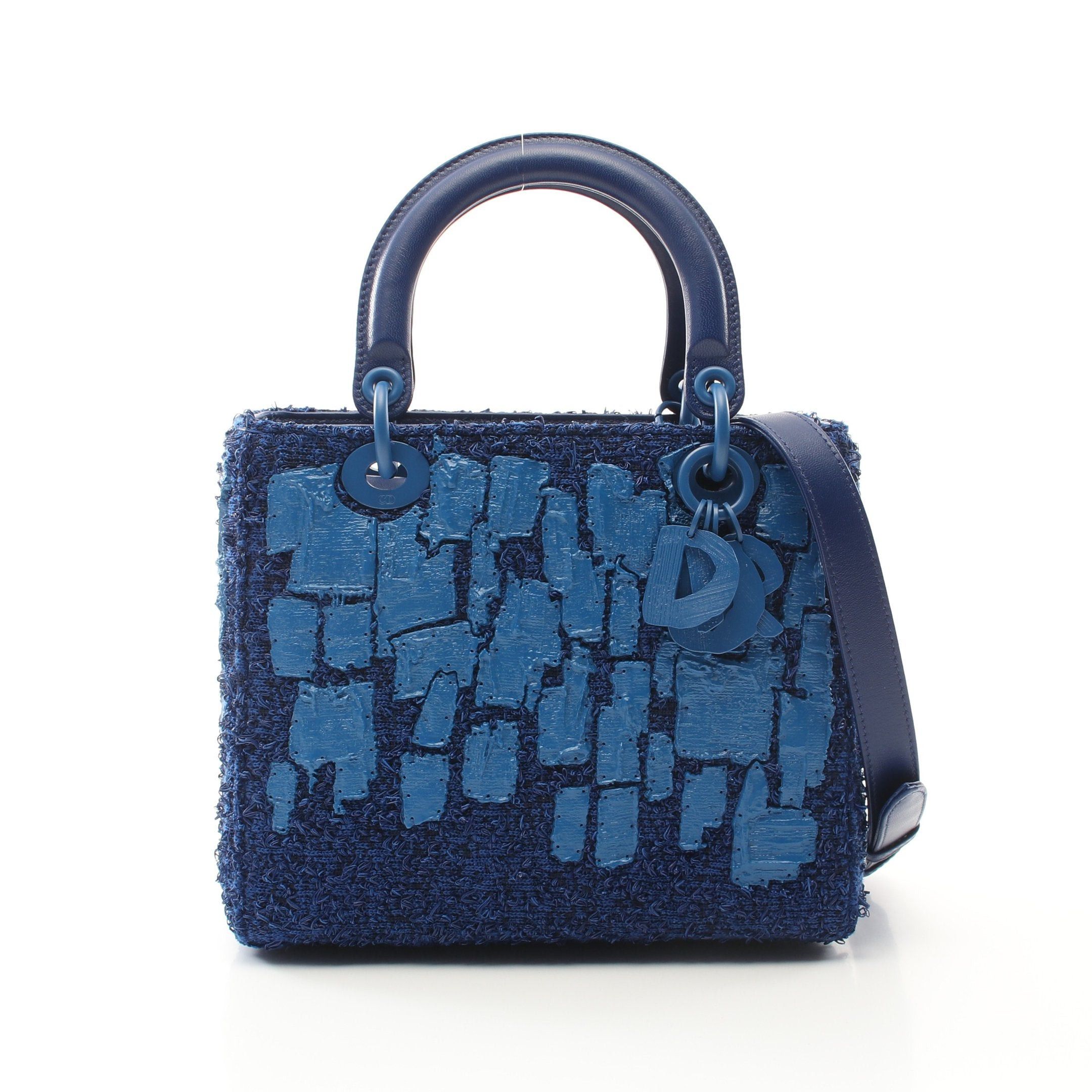 Dior Dior Lady Dior Handbag Tweed Dark Blue Size ONE SIZE - 1 Thumbnail