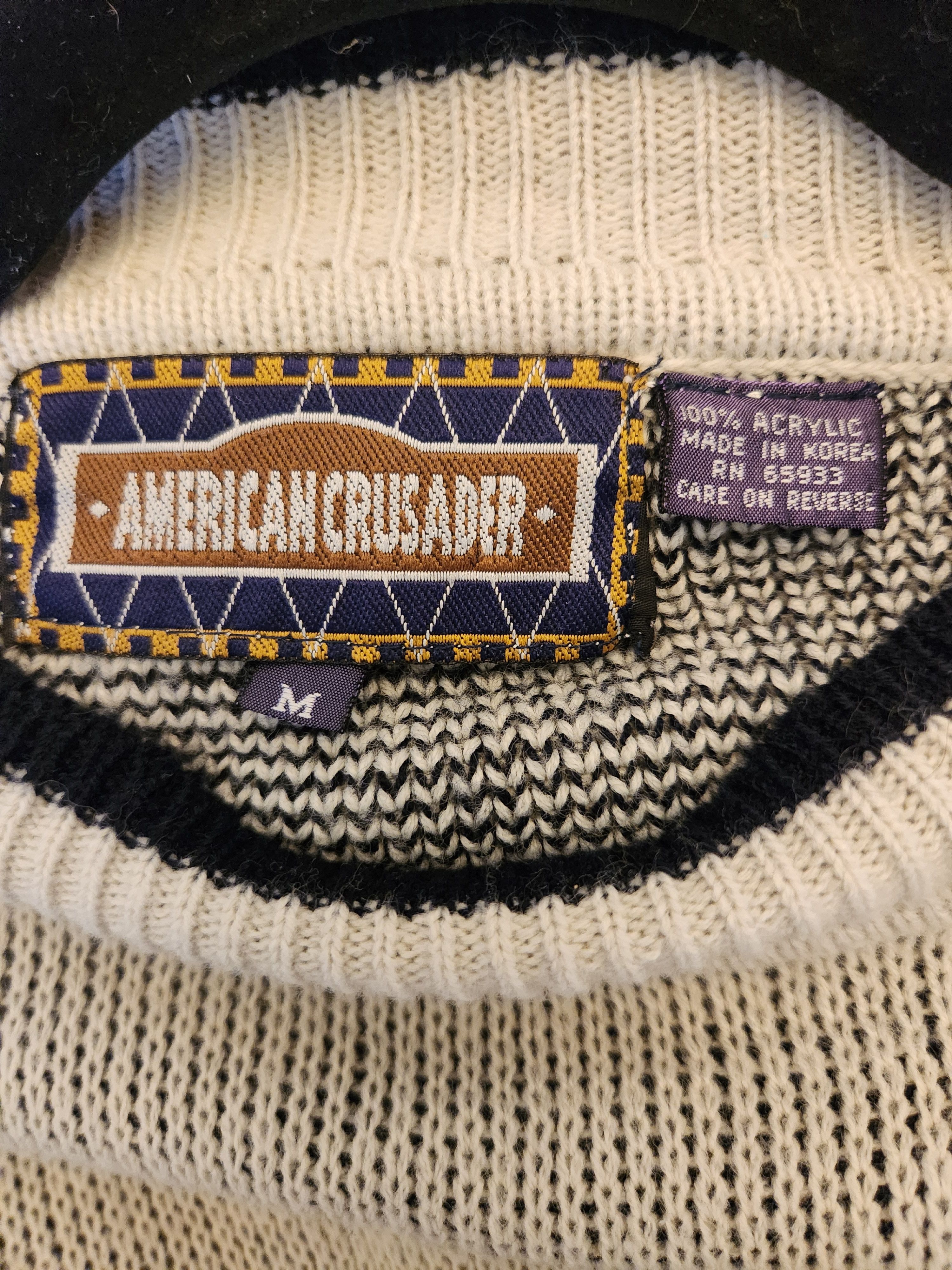 Vintage Vintage 70's American Crusader Men's Embroidered Sweater Size US M / EU 48-50 / 2 - 3 Thumbnail