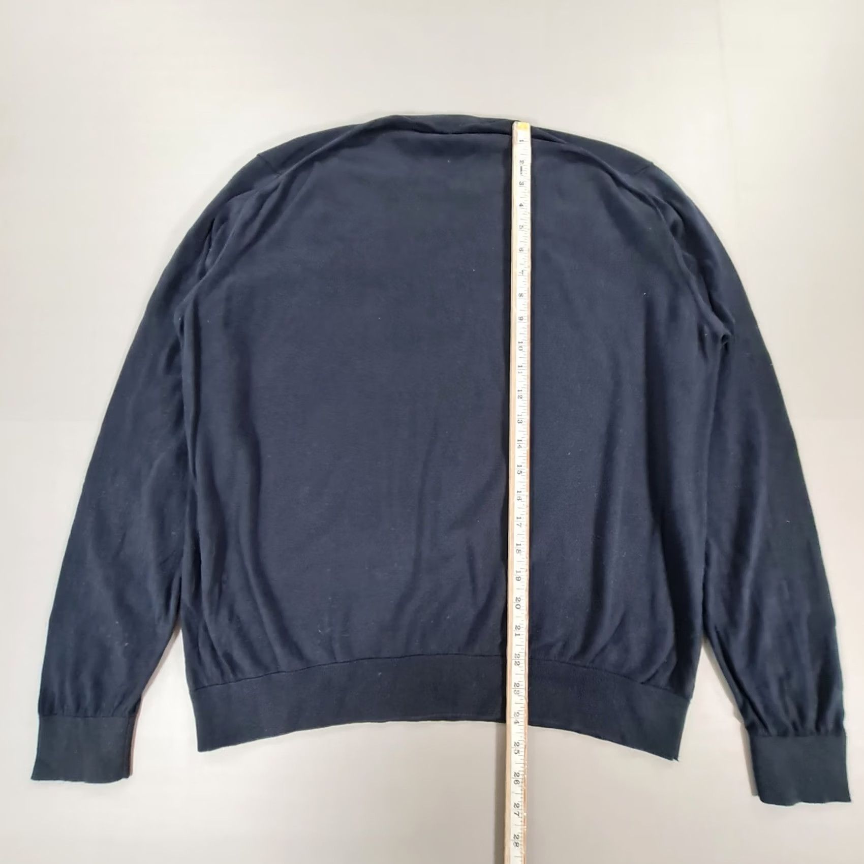 Caruso Caruso Mens Jumper Navy Blue Large 42 Fine Knit Cotton Pullover Size US L / EU 52-54 / 3 - 6 Thumbnail