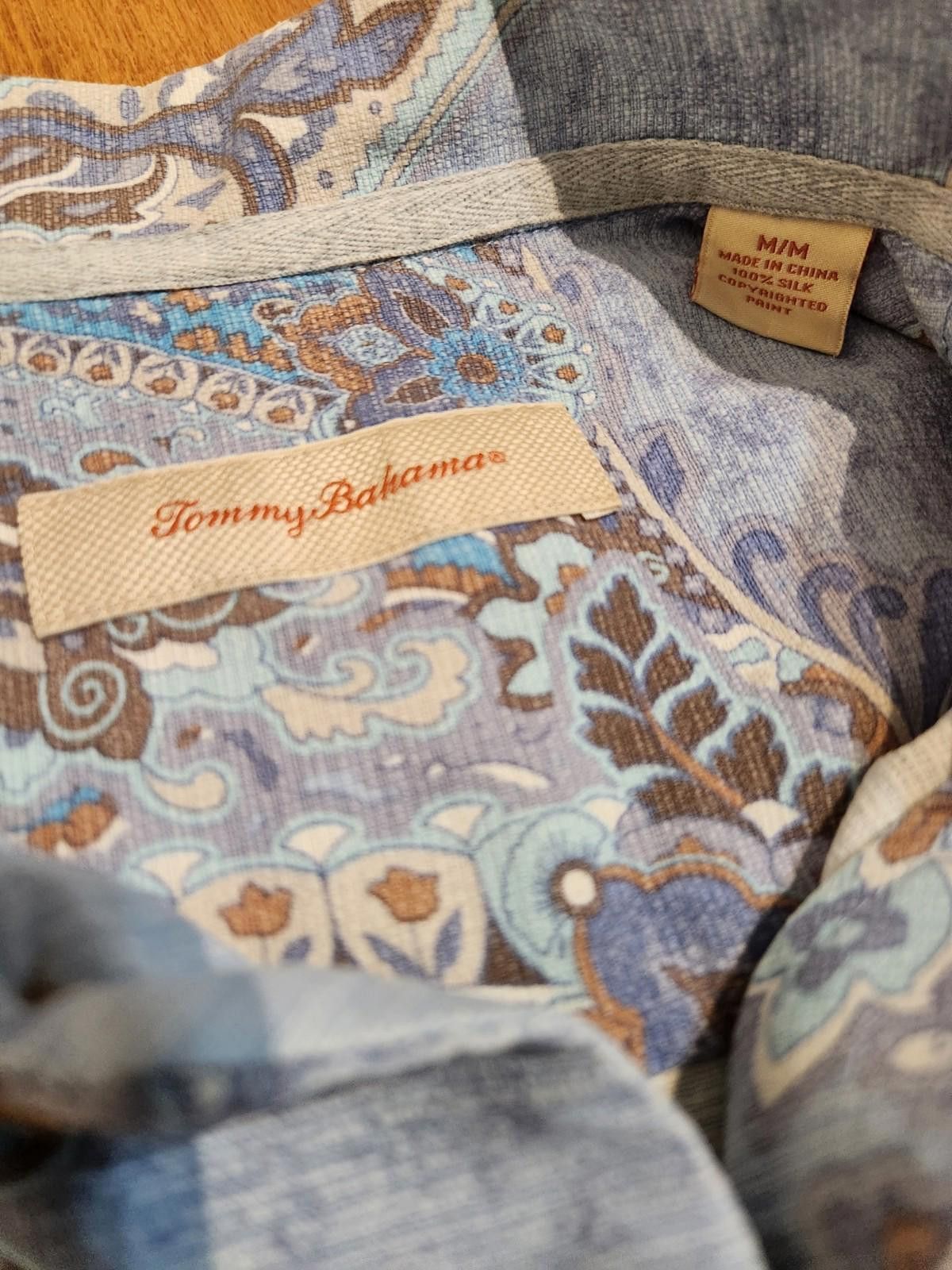 Tommy Bahama TOMMY BAHAMA Regular Fit Silk Shirt Blue Paisley Mens Medium Size US M / EU 48-50 / 2 - 2 Thumbnail