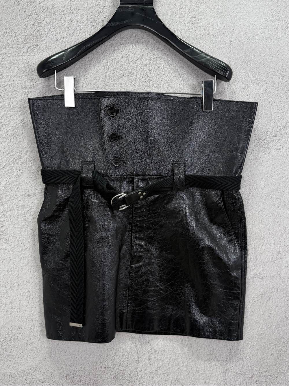 Saint Laurent Paris Saint Laurent Leather Mini Skirt Size 42 Size 30" / US 8 / IT 44 - 1 Thumbnail