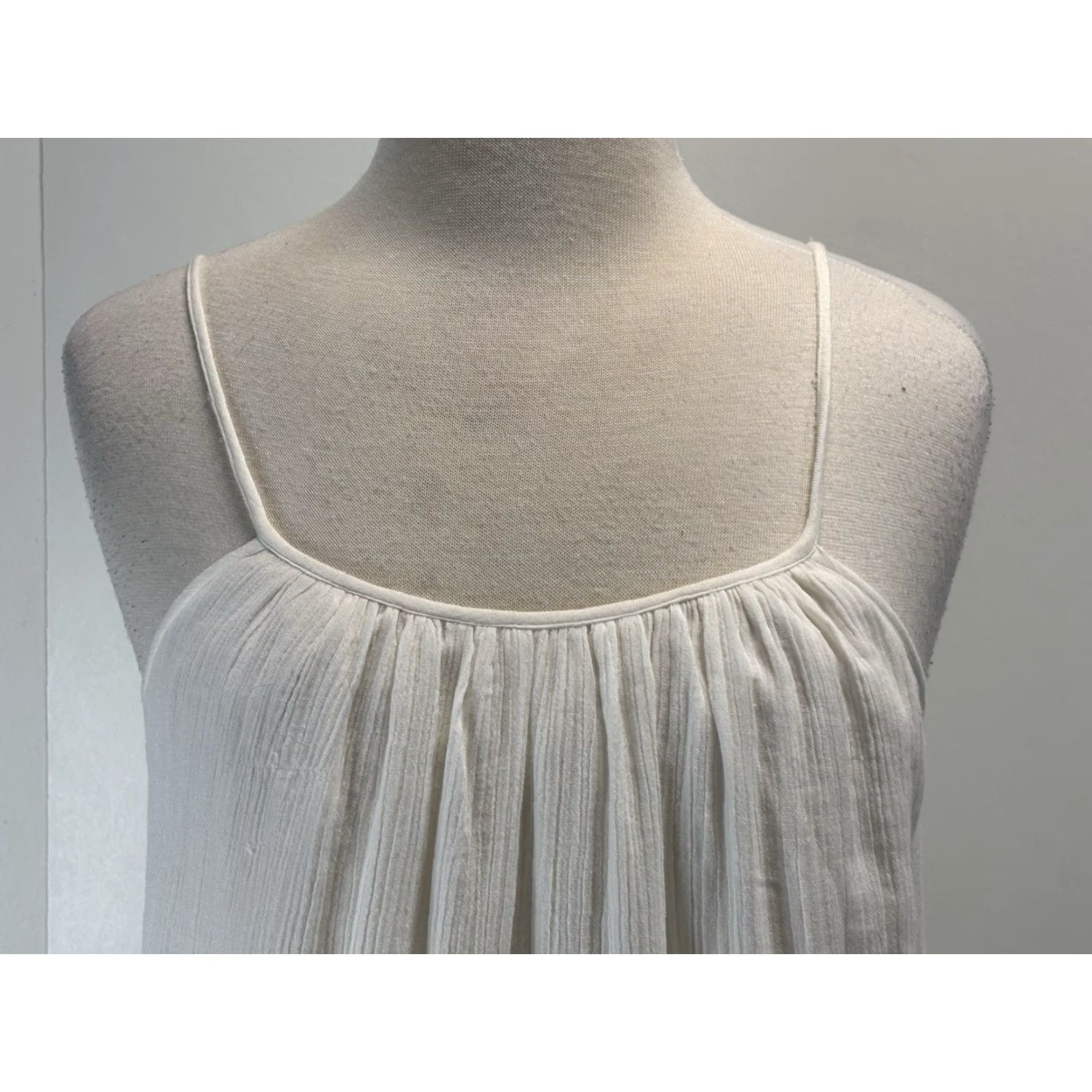 Vintage PQ Cotton Gauze Tiered Maxi Sundress Dress XS/S White Sleeveless Lined Beach - Casual Summer Dress Womens Small/Medium PQ Brand Size XS / US 0-2 / IT 36-38 - 4 Thumbnail