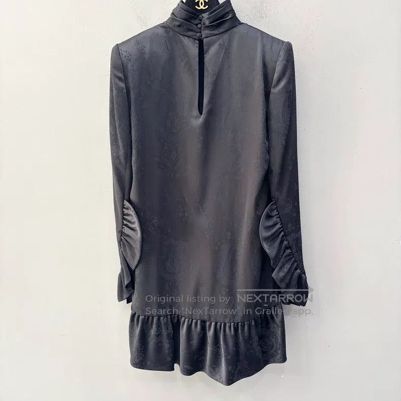 Saint Laurent Paris Saint Laurent Paris Printed Long Sleeve Maxi Dress Black Size S / US 4 / IT 40 - 1 Thumbnail