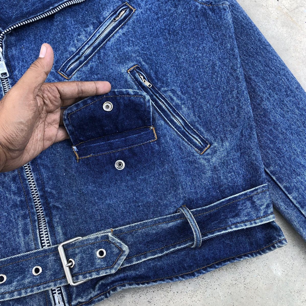 Vintage Vintage Houston Double Collar Riders Motorcycle Denim Jacket Size US M / EU 48-50 / 2 - 6 Thumbnail