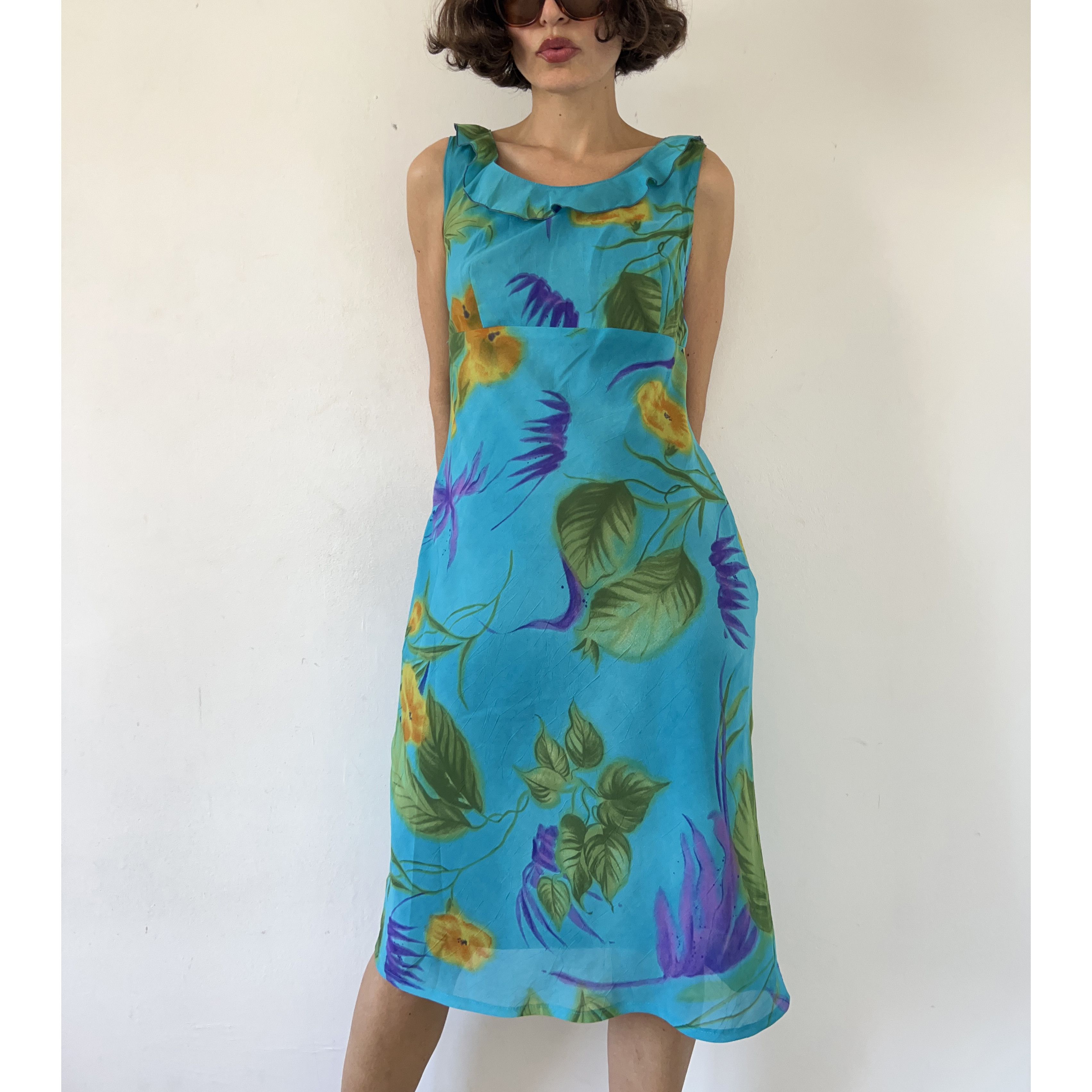 Y2k bias cut floral midi dress