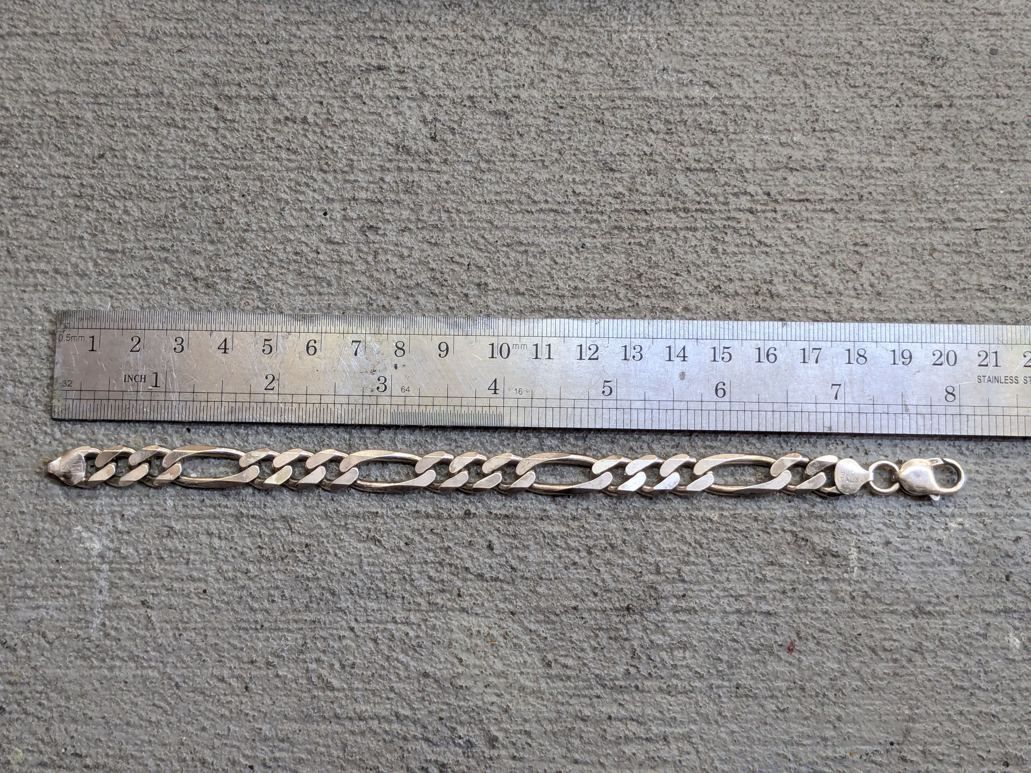 Other Sterling Silver Bracelet 8" Figaro Link Chain Biker Punk Size ONE SIZE - 13 Thumbnail