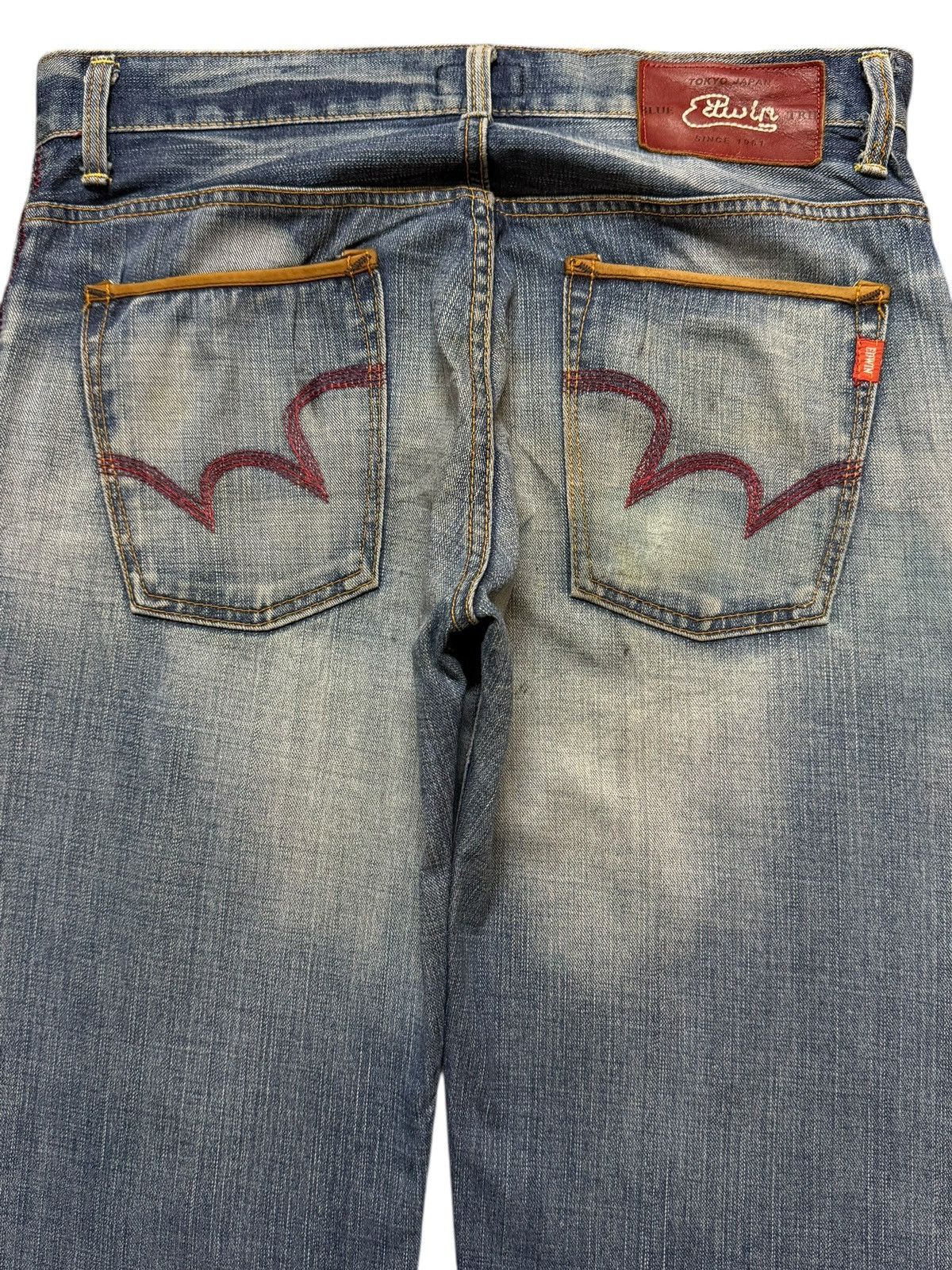 Edwin Vintage 90s Japan Edwin Blue Trip Faded Wash Wide Leg Baggy Size US 34 / EU 50 - 4 Thumbnail