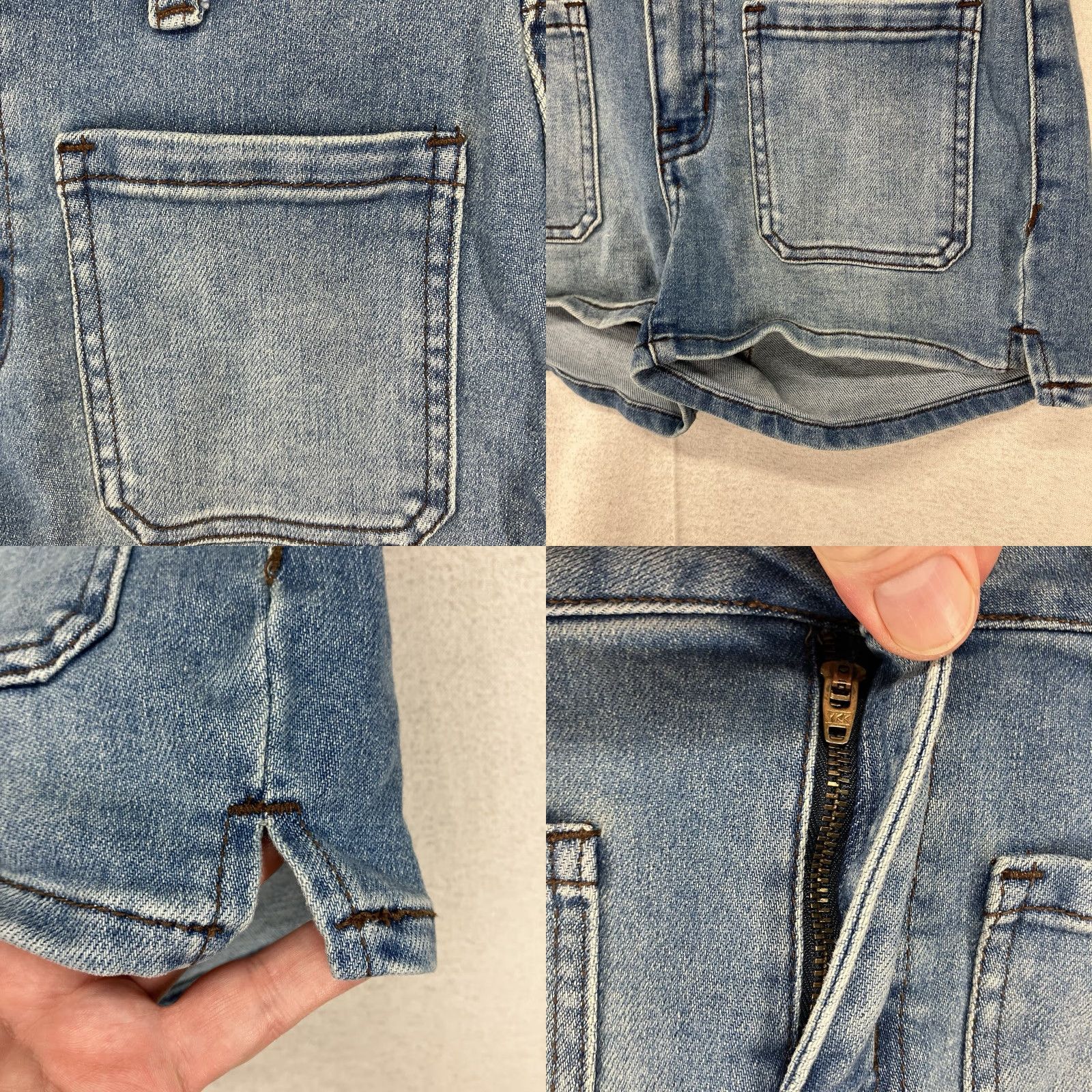 Denime SO Shortie Hi-Rise Denim Shorts Cuffed Med Wash Blue Pockets Junior Size 3/26 Size 26" / US 2 / IT 38 - 8 Thumbnail