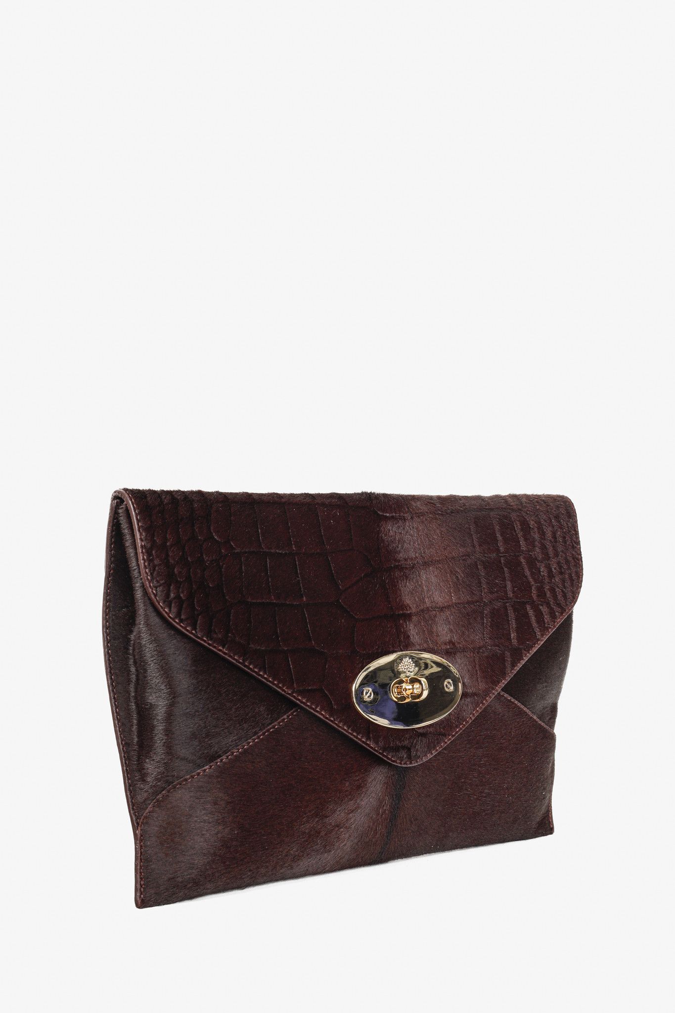 Mulberry Mulberry Willow Burgundy Croc Embossed Pony Hair Clutch Size ONE SIZE - 2 Thumbnail