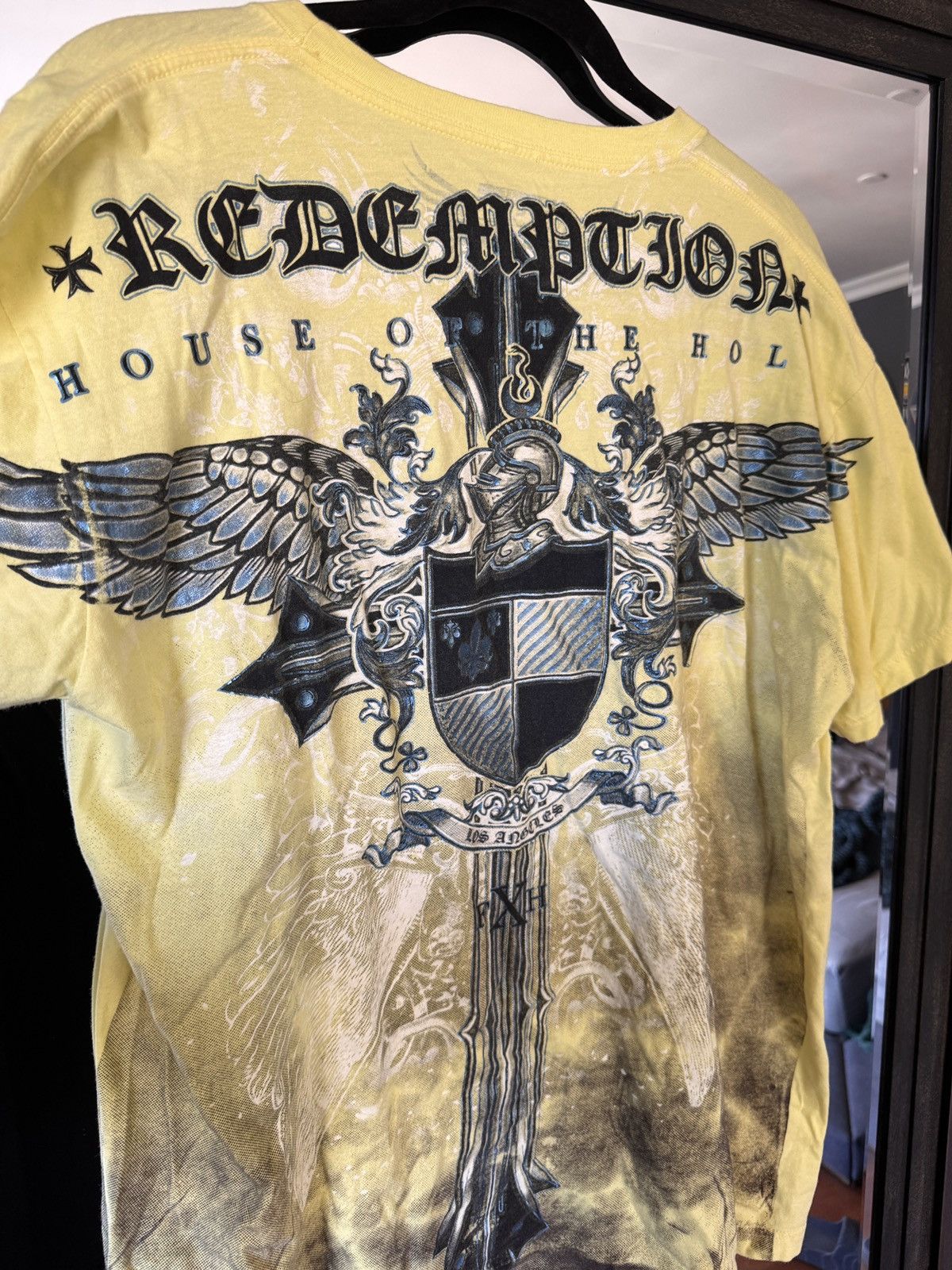 Raw State Raw State Y2K Yellow Gothic Cross Tee Size US XL / EU 56 / 4 - 3 Thumbnail