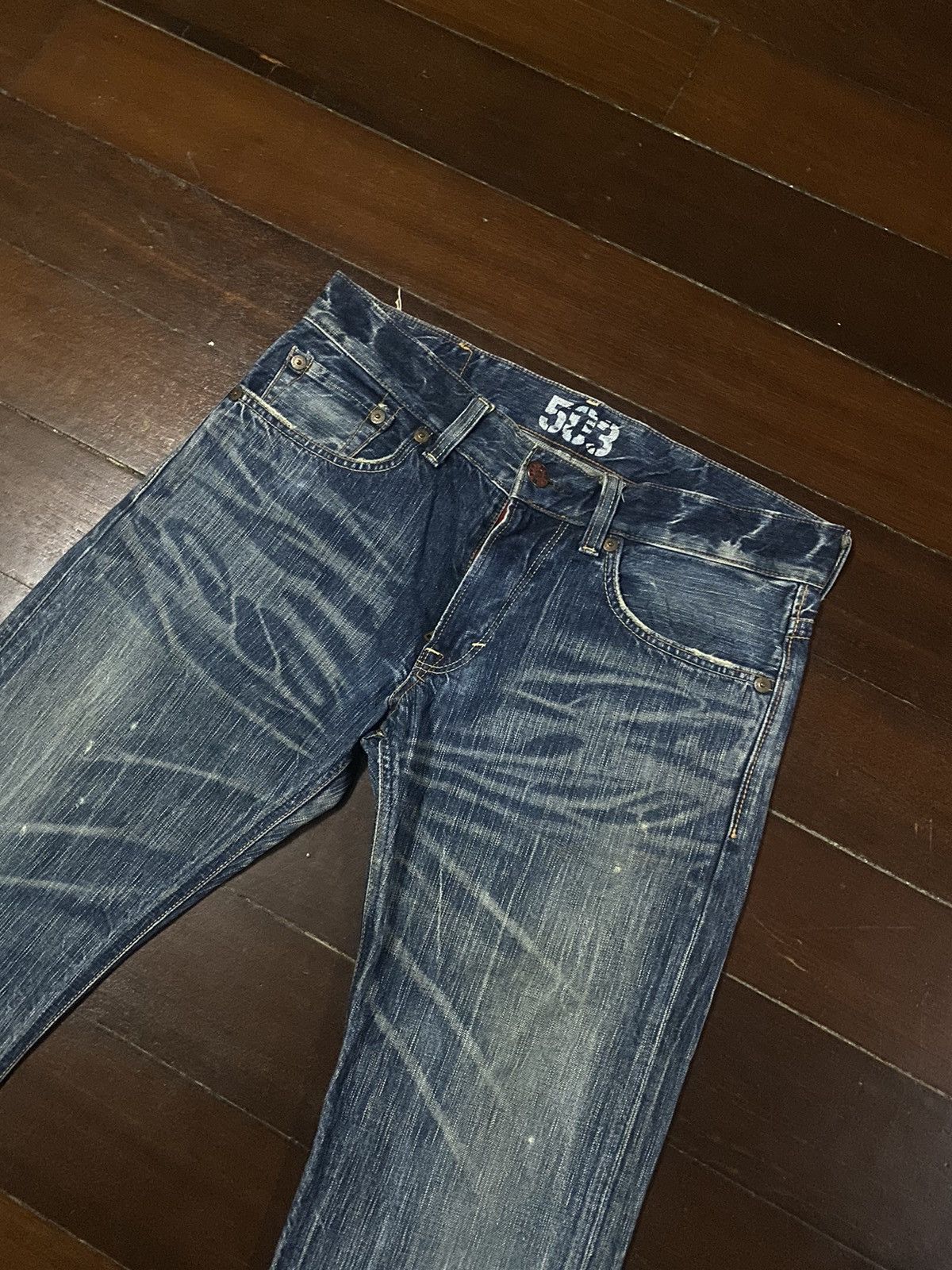 Edwin × Jean FIRE 🔥 Edwin 503 FLARE JEANS THUNDER BOOT CUT WIDE LEG Size US 36 / EU 52 - 7 Thumbnail