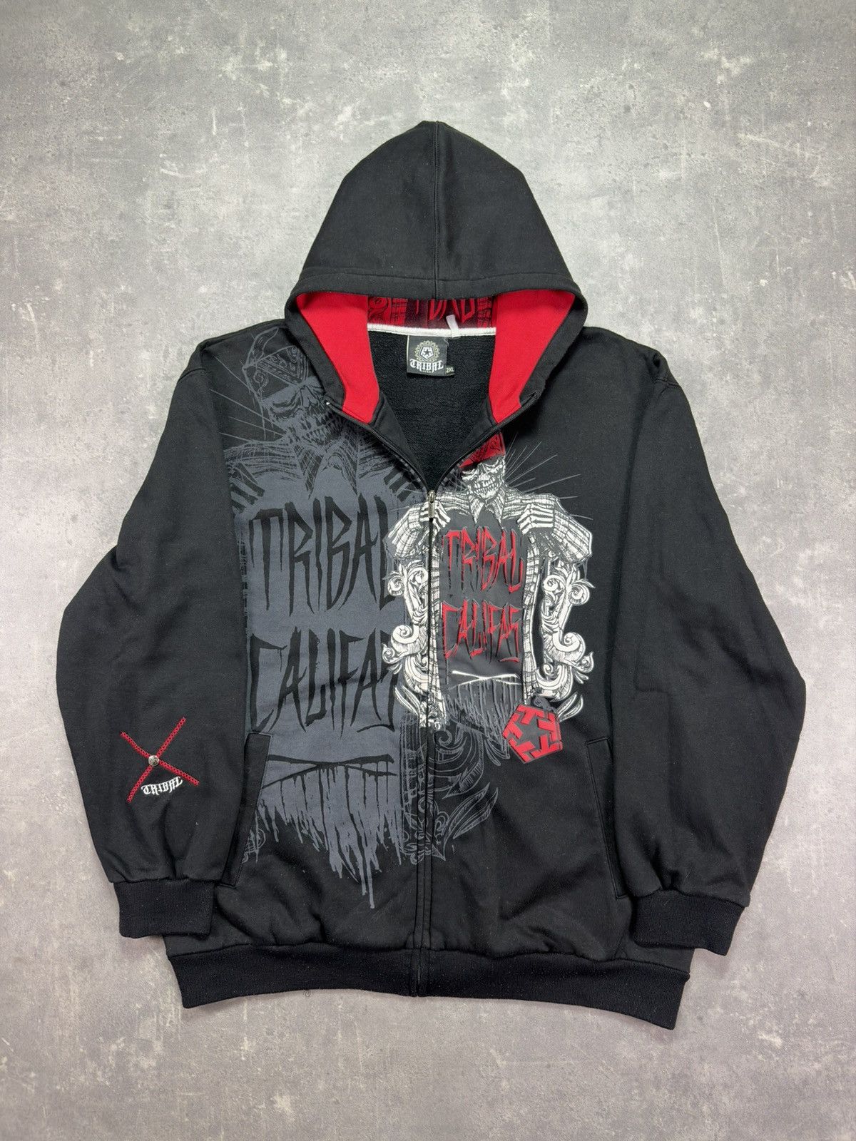Tribal Streetwear Tribal Gear Printed Skull Baggy Zip Hoodie XXL Affliction Size US XXL / EU 58 / 5 - 1 Thumbnail