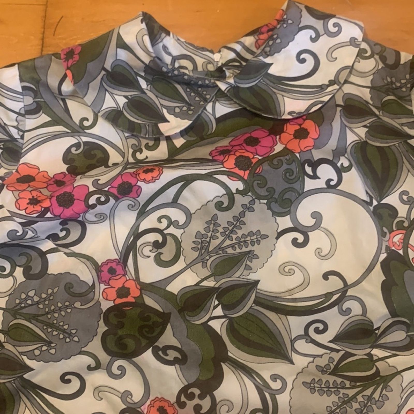 Vintage 60’s handmade retro floral botanical blouse Size M / US 6-8 / IT 42-44 - 2 Thumbnail