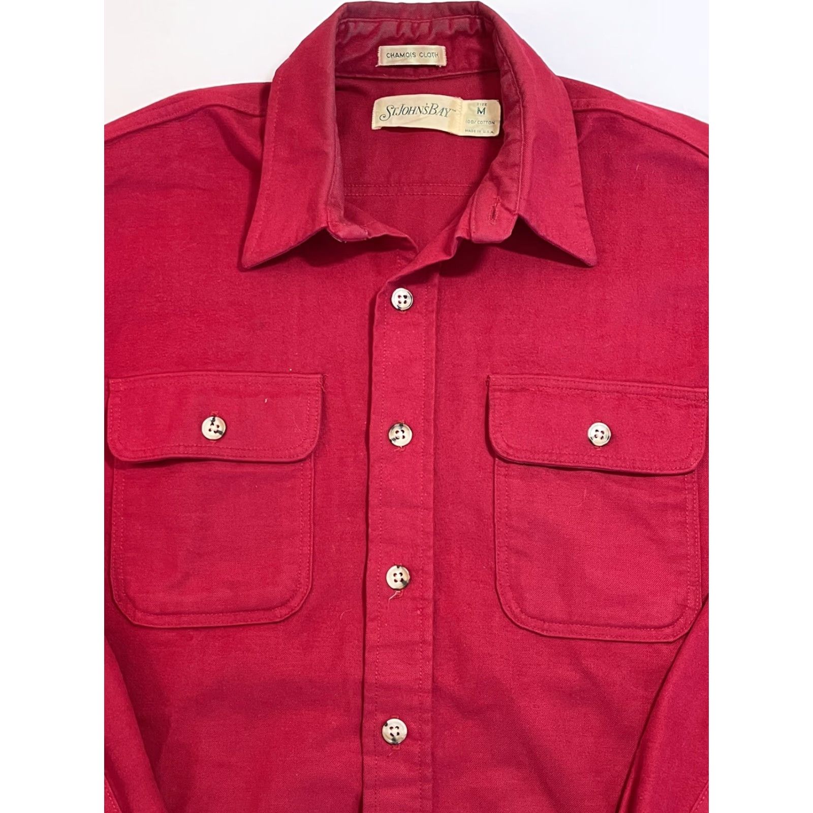 Vintage VINTAGE St. John's Bay Shirt Mens Heavyweight Flannel 70s 80s Button-Up Long Sleeve Red Cotton M Regular Mens Size US M / EU 48-50 / 2 - 2 Thumbnail