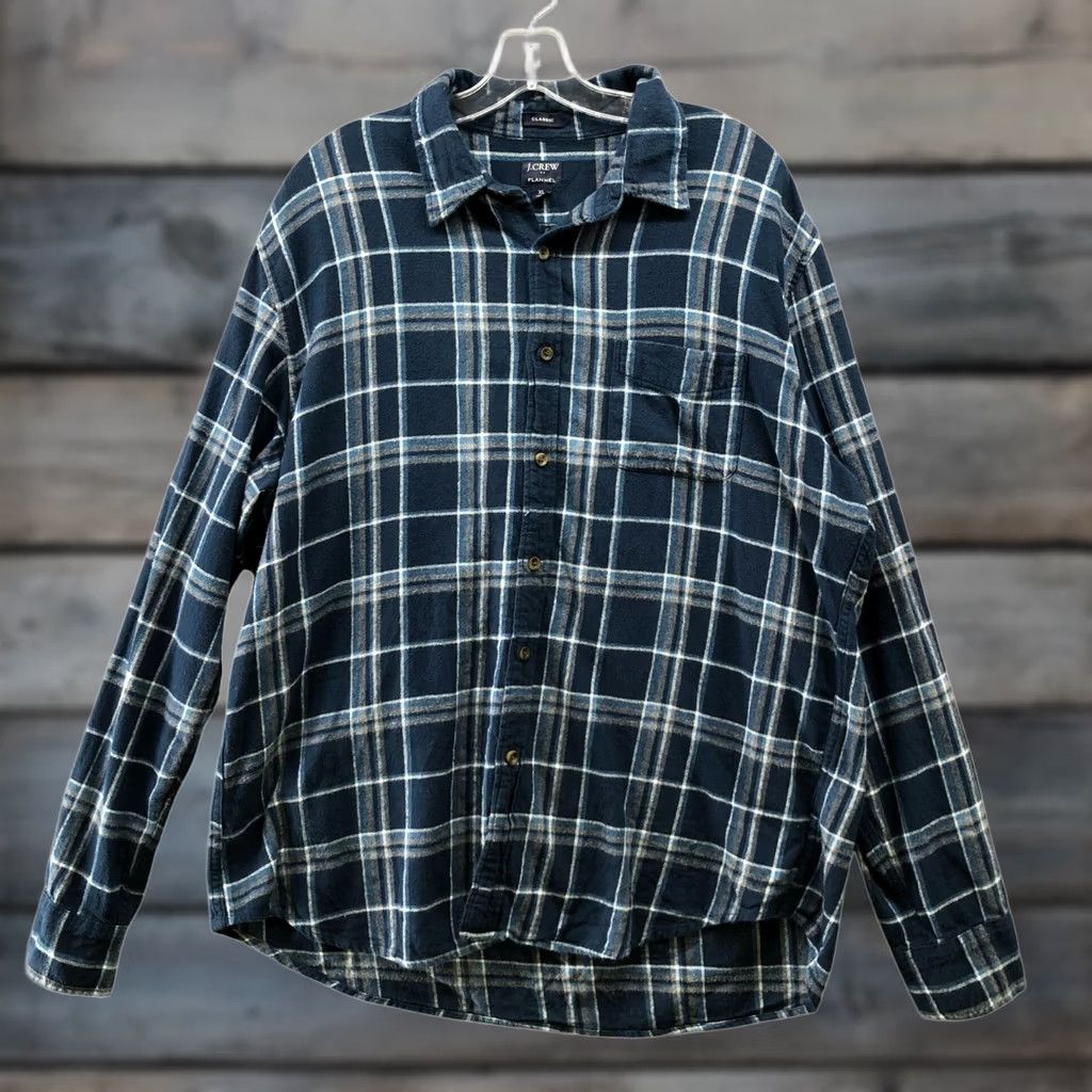 J.Crew J. Crew Classic Plaid Flannel Shirt Mens XL Blue Cotton Shirt Size US XL / EU 56 / 4 - 1 Thumbnail